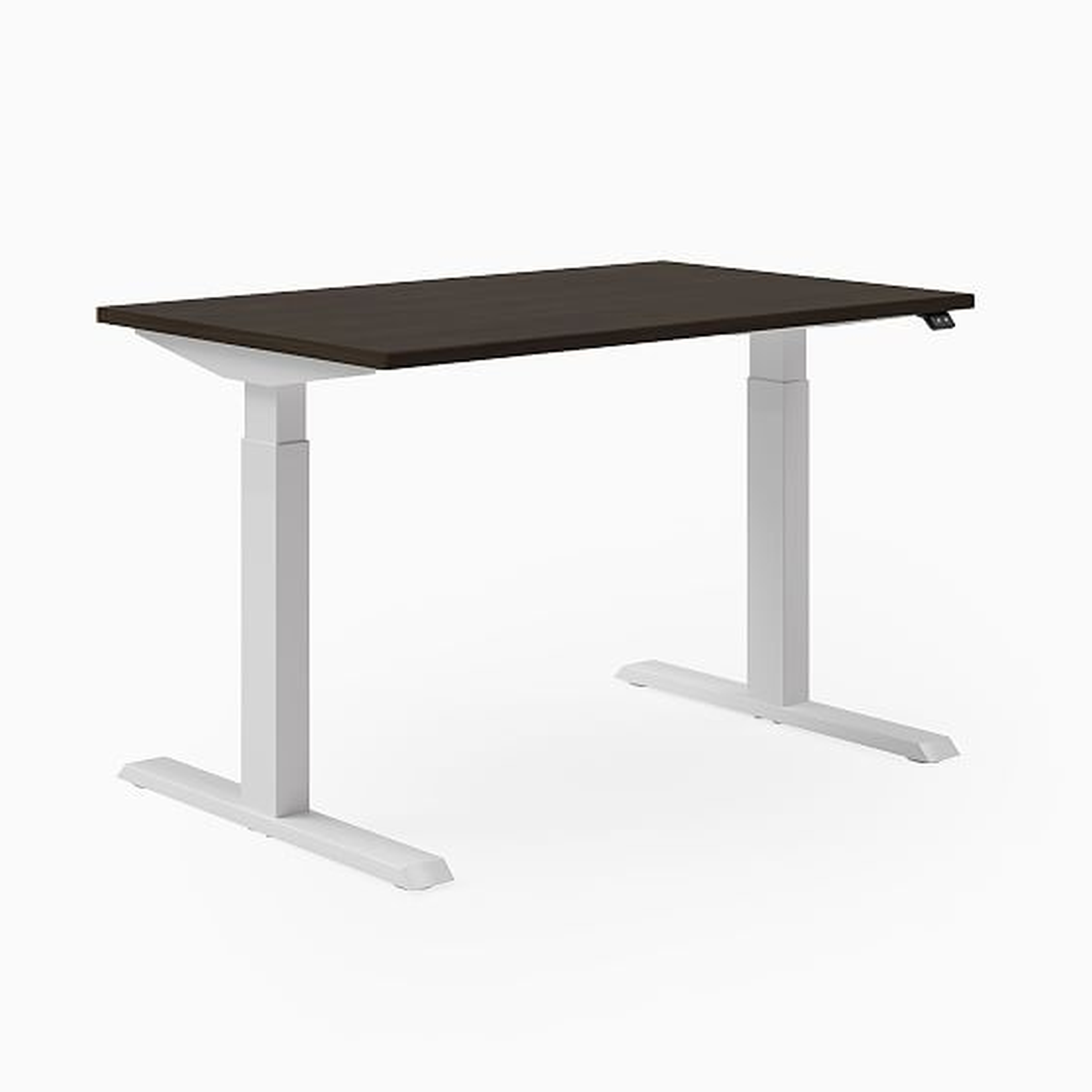 Steelcase Migration SE Height-Adjustable Desk, 29"x58", Blackwood, Arctic White, Mitered Edge Foot - West Elm