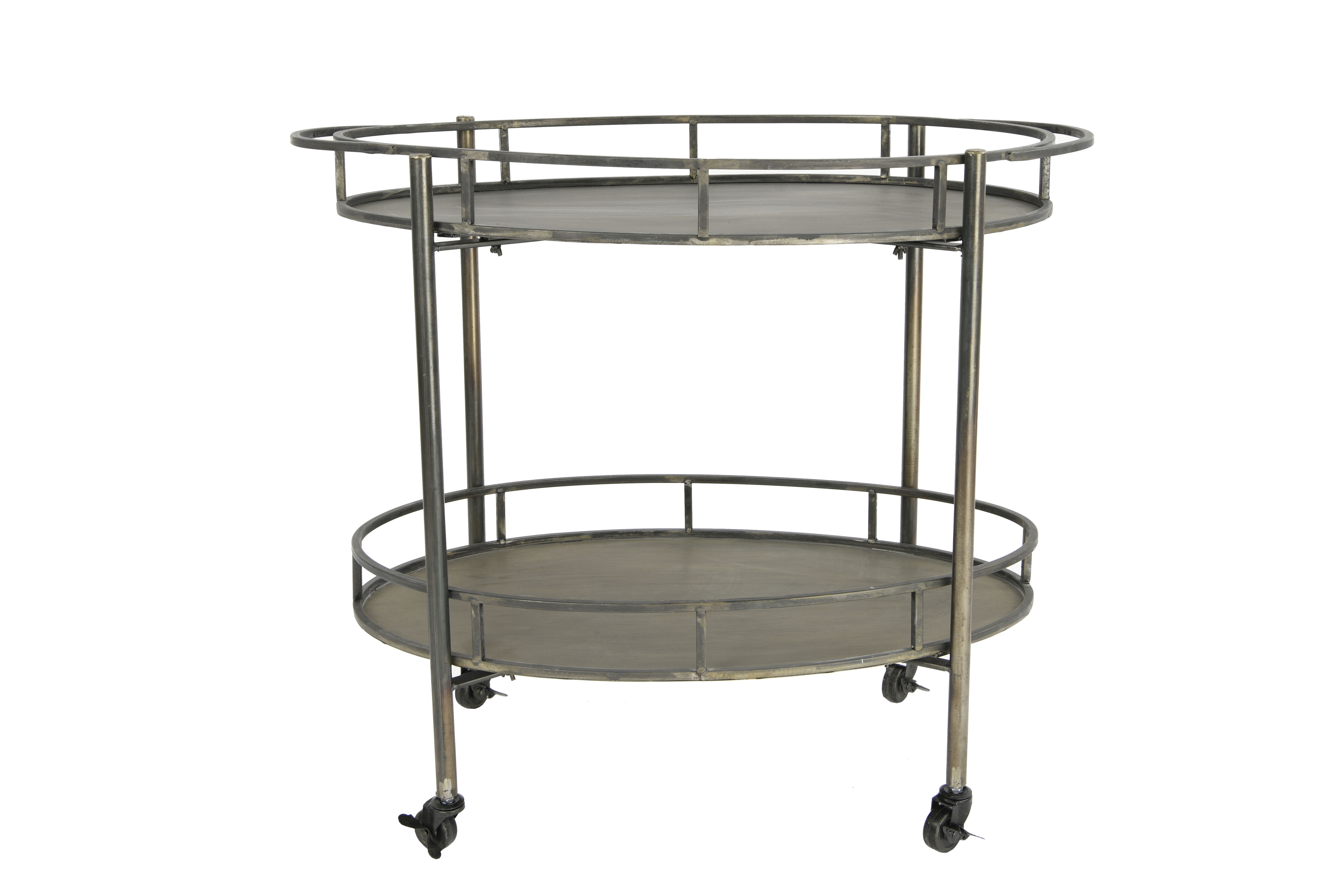 2-Tier Metal Bar Cart with Locking Caster Wheels - Nomad Home