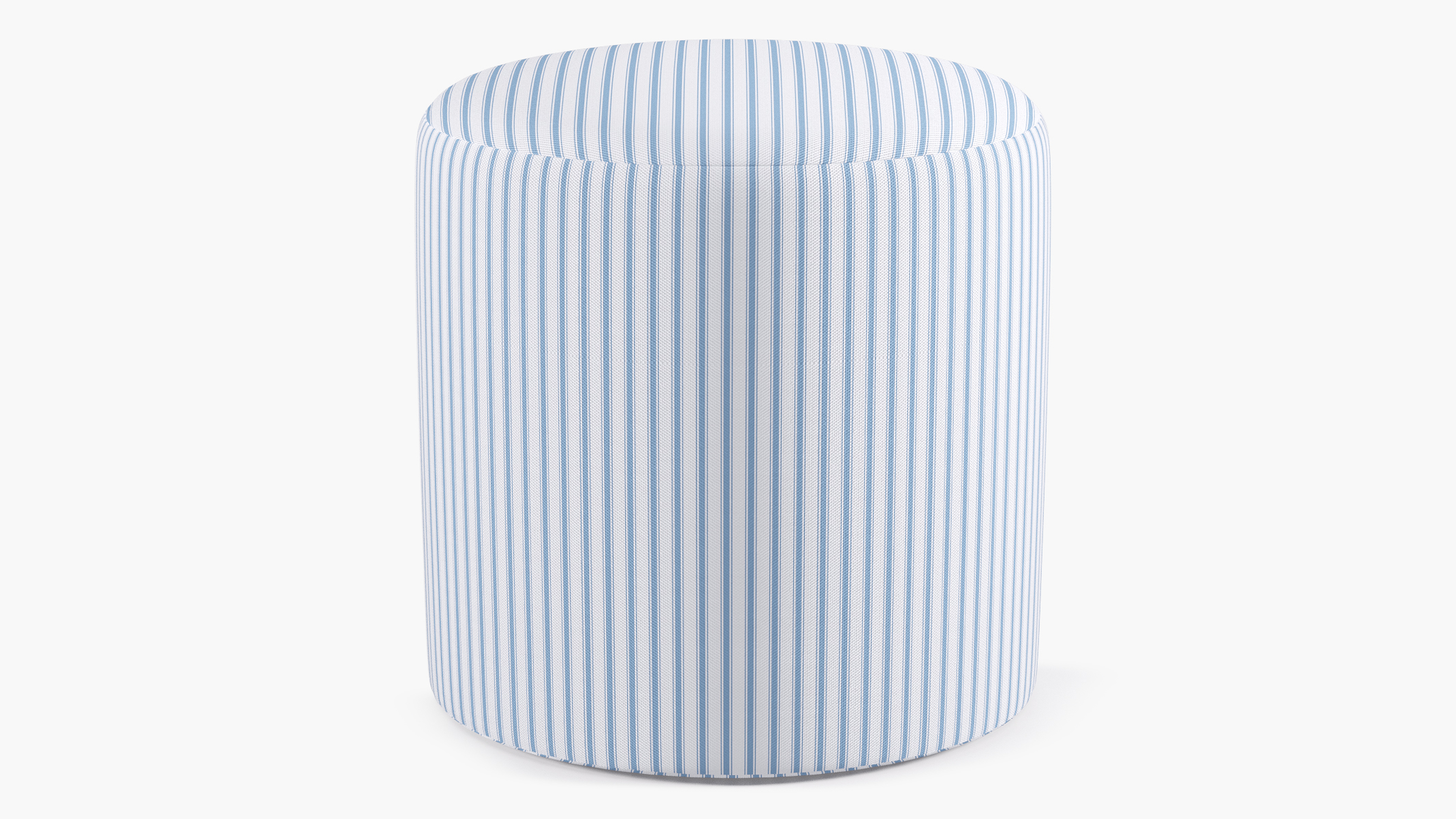 Drum Ottoman, Cornflower Classic Ticking Stripe - The Inside