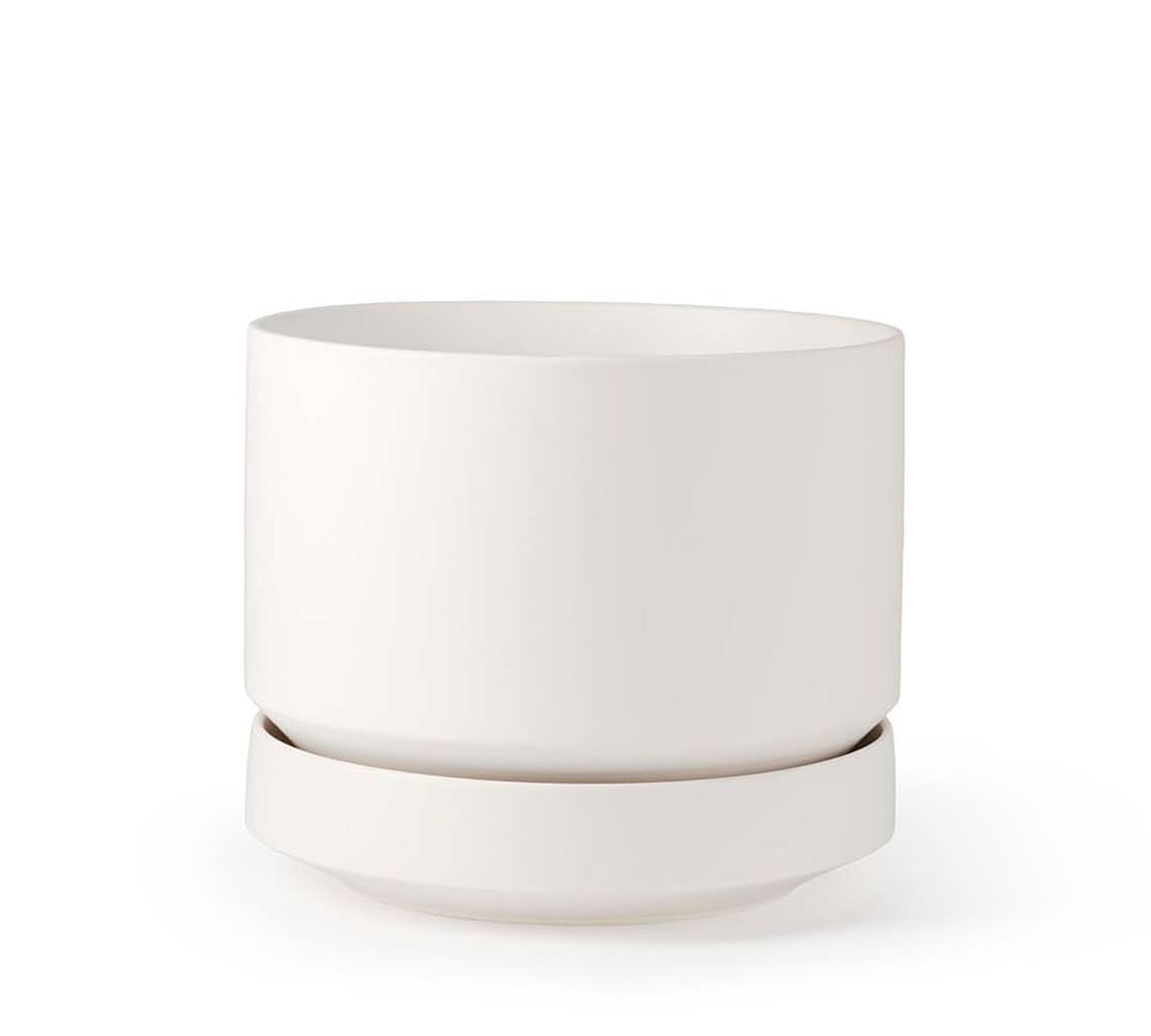 Modern White Ceramic Planter, Small, 7" diameter - Pottery Barn