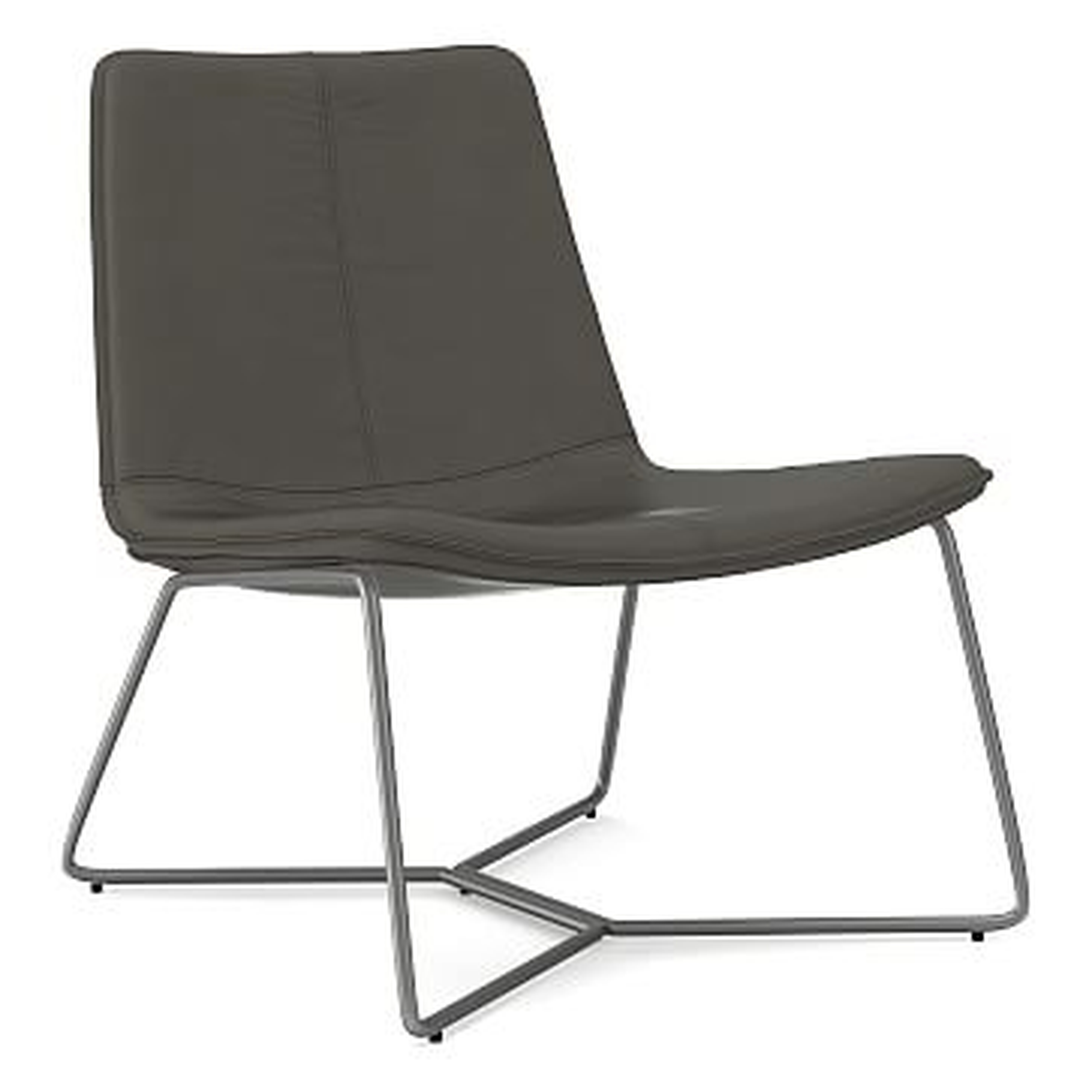 Slope Lounge Chair, Poly, Vegan Leather, Cinder, Charcoal - West Elm