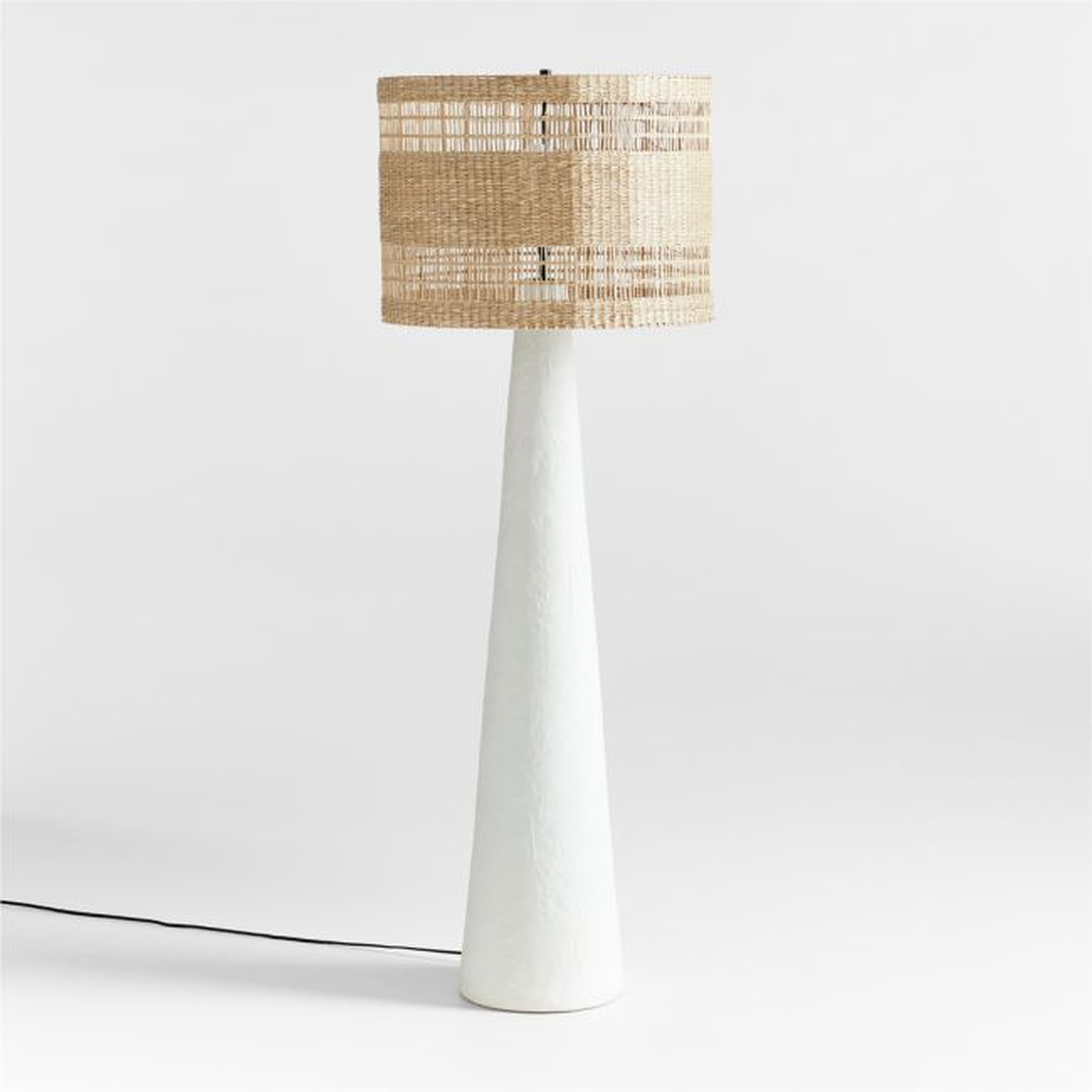 Santorini White Plaster Floor Lamp with Woven Shade 61.5" - Crate and Barrel