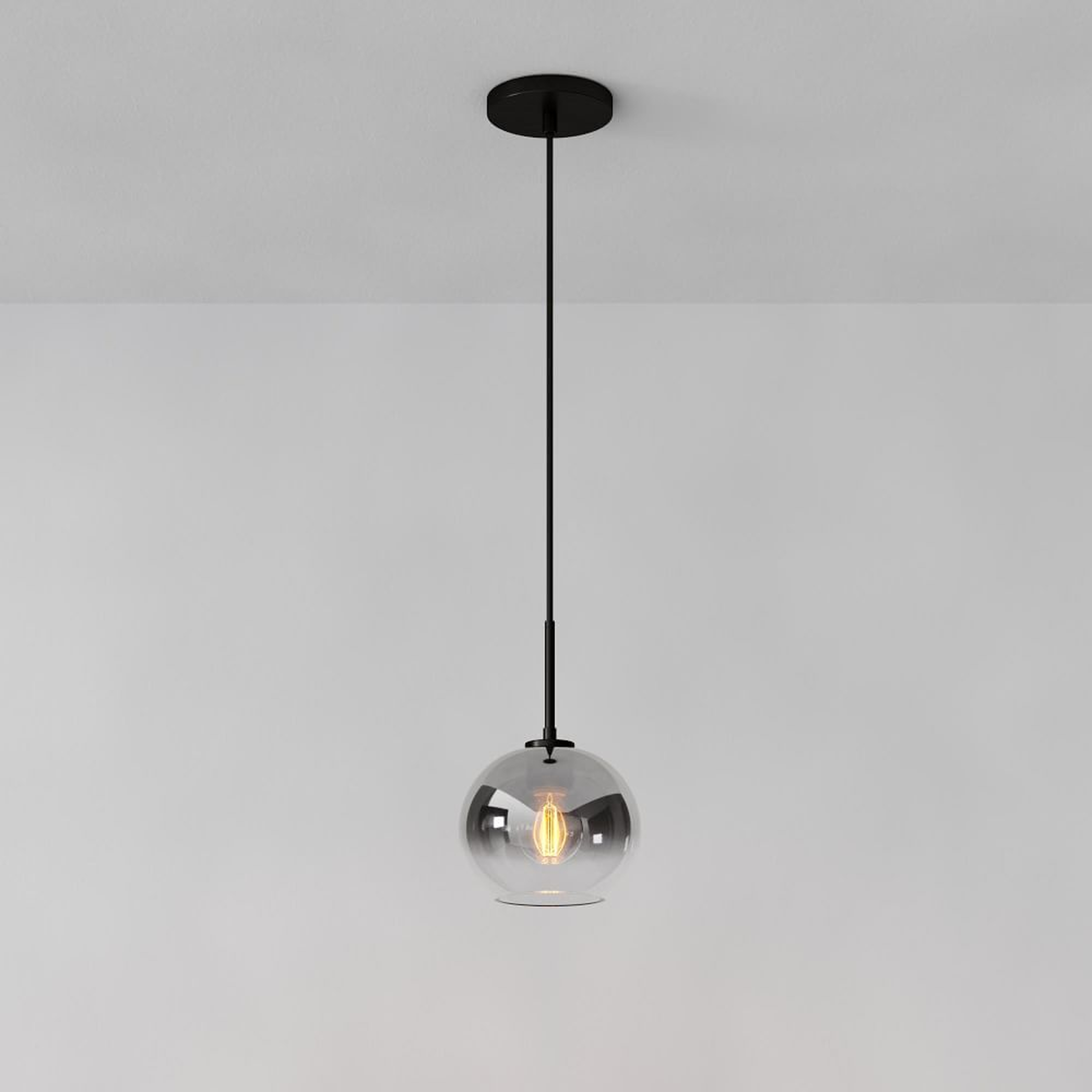 Sculptural Plug-In Pendant, Globe Small, Silver Ombre, Bronze, 8" - West Elm