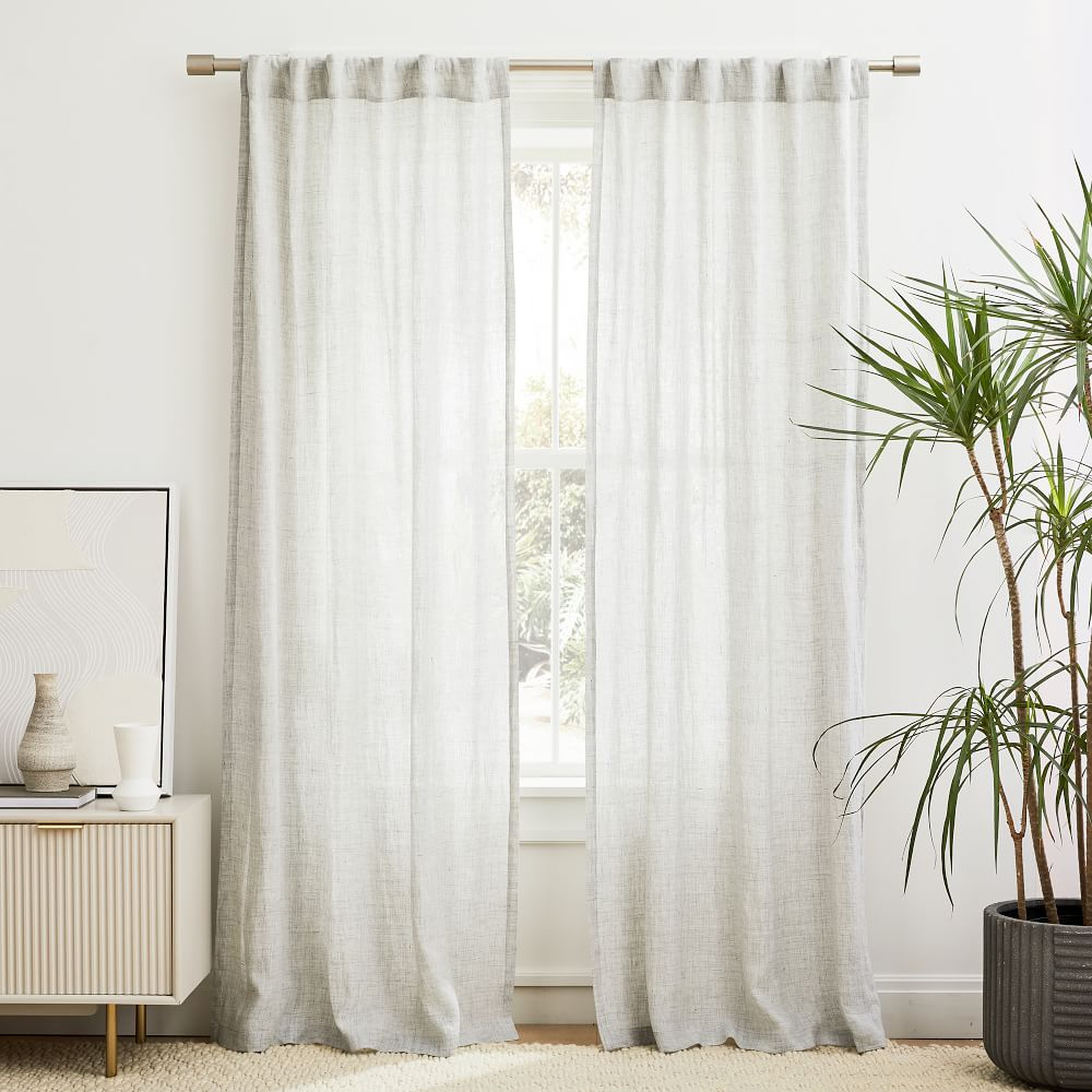 European Flax Linen Curtain, Frost Gray, 48"x108" - West Elm