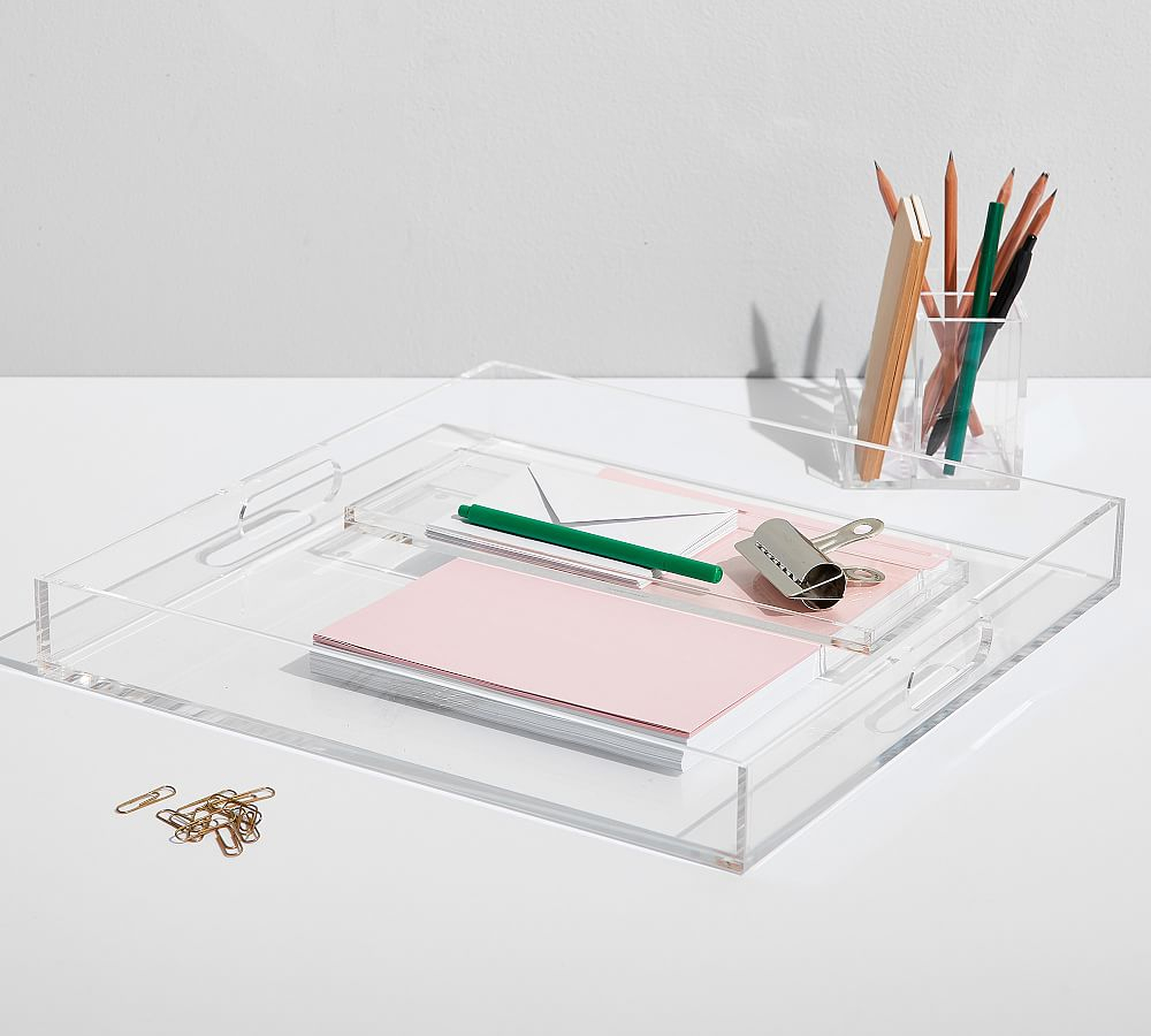 Acrylic Desktop Organizer - Essential Set, Clear - Pottery Barn