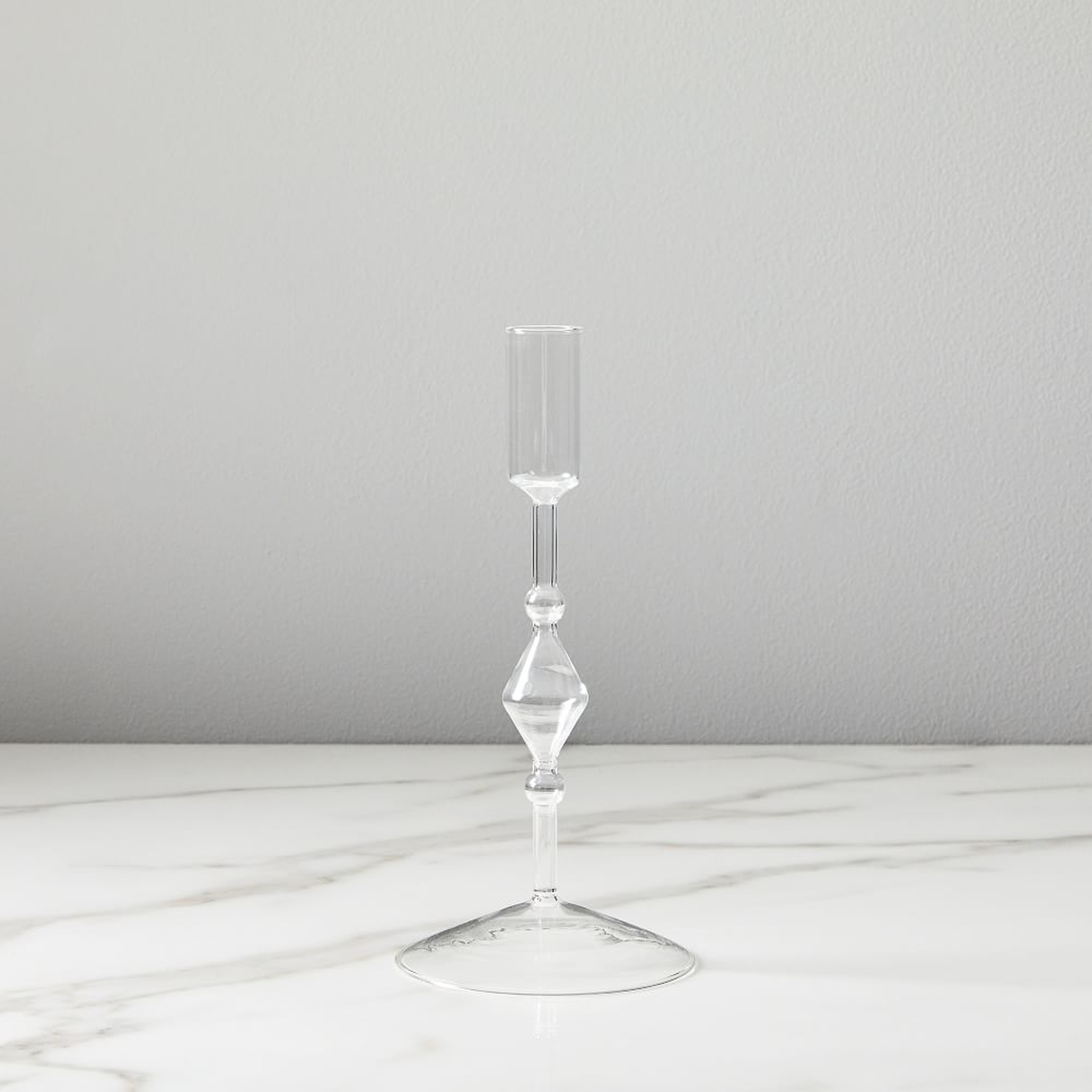 Paradiso Glass Taper Holder, Clear, Medium, Individual - West Elm