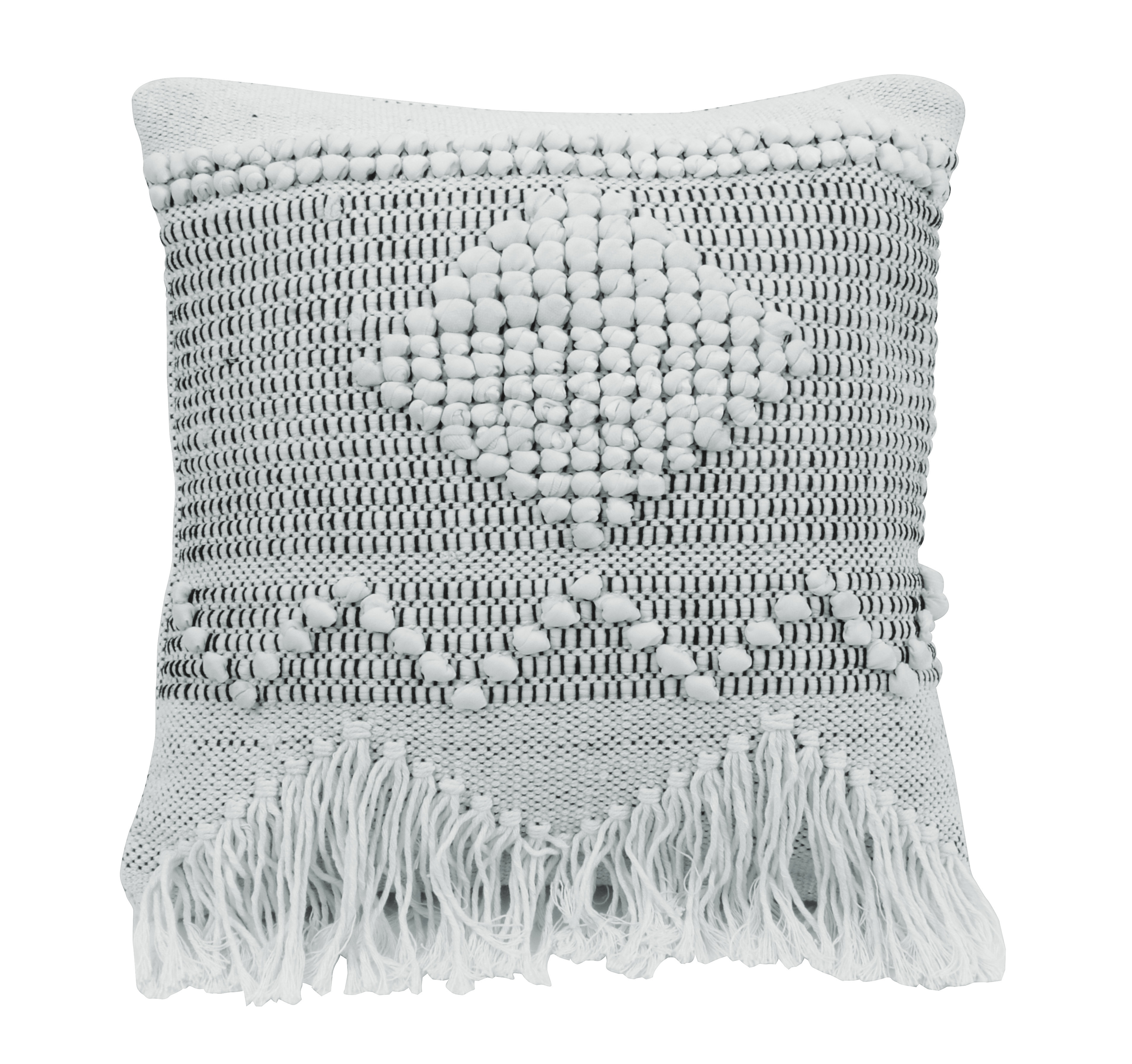 Ivory & Grey Square Textured Cotton Pillow - Moss & Wilder