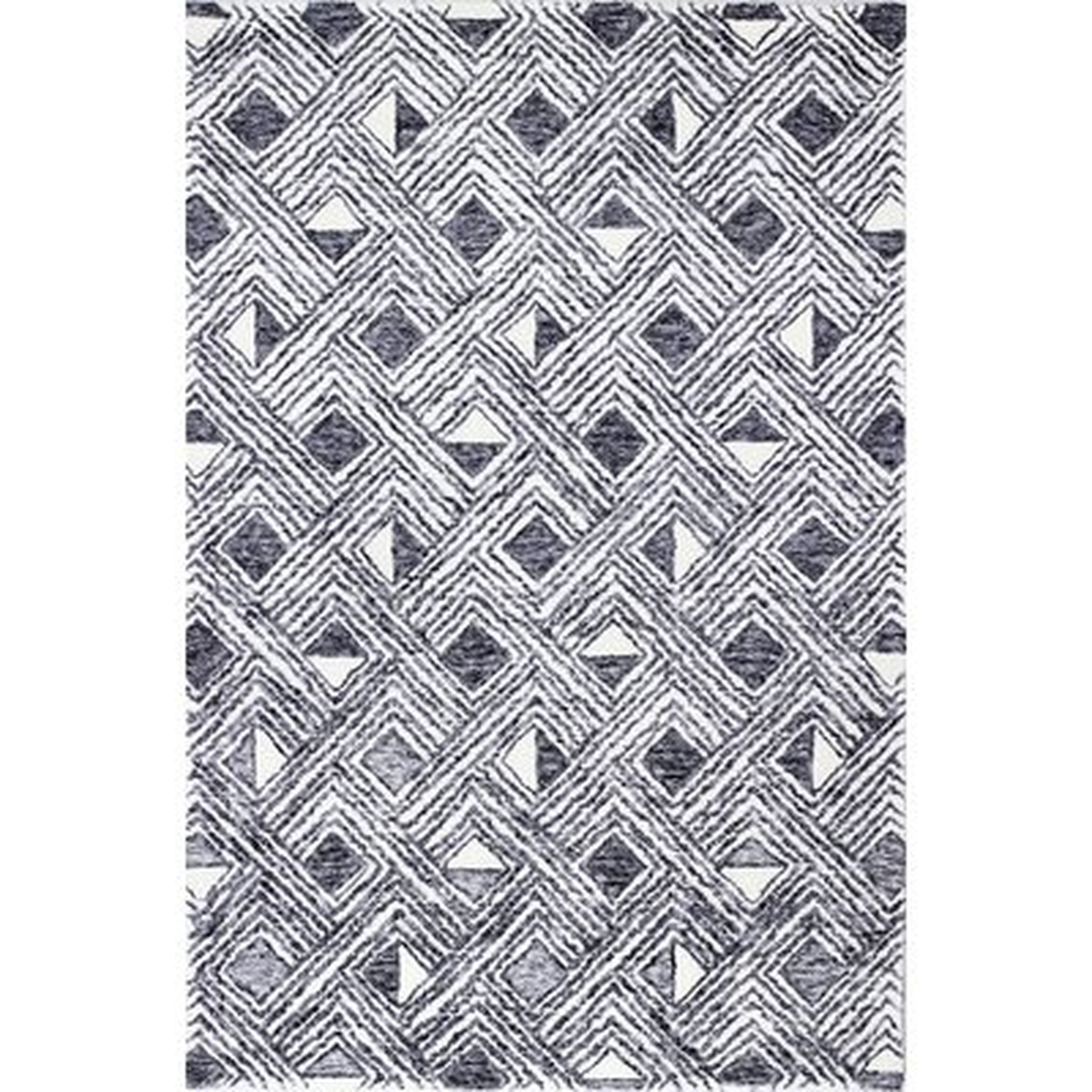 Chirs Geometric Hand-Tufted Wool Blue/White Area Rug - Wayfair