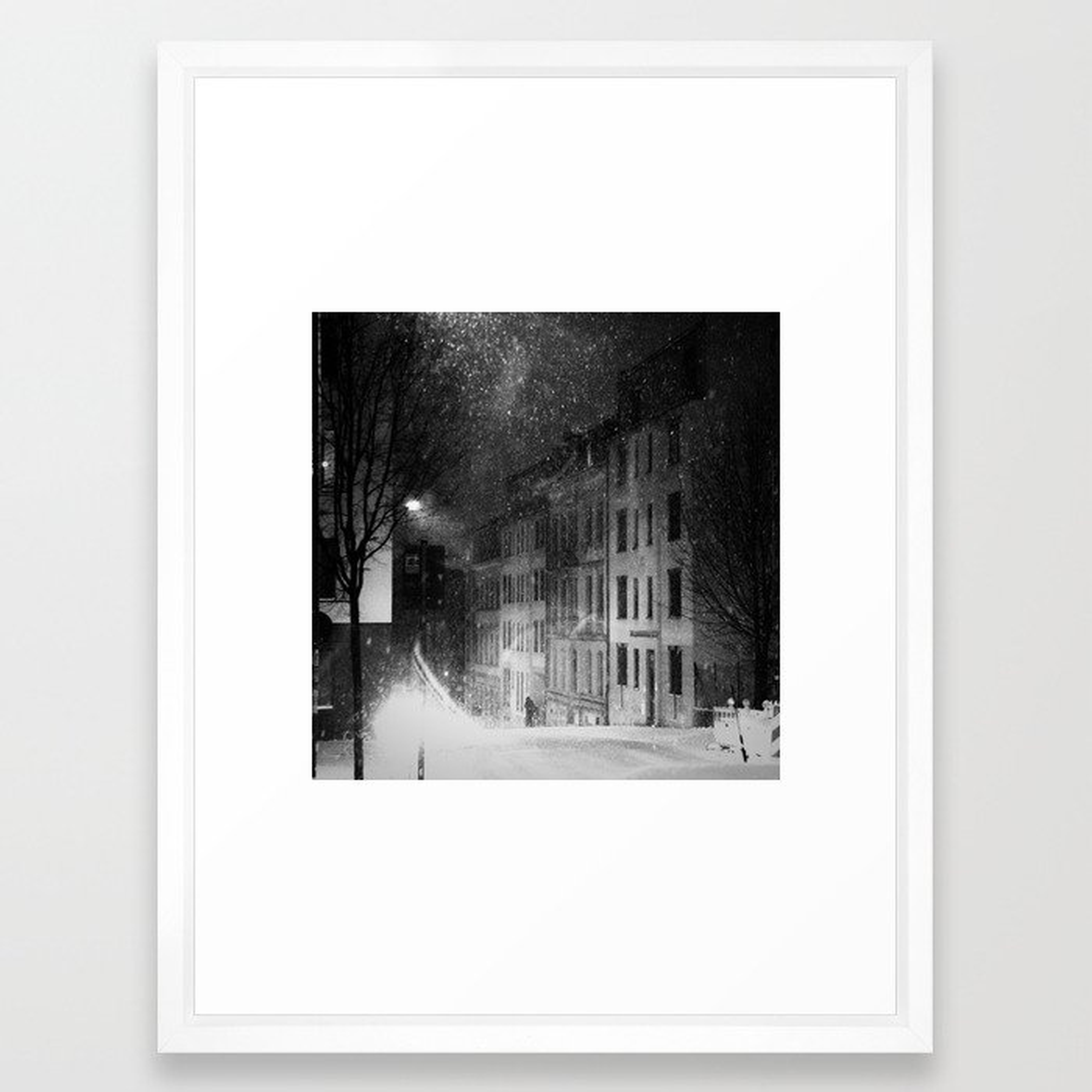 Snowstorm Street Framed Art Print by Dorit Fuhg - Vector White - MEDIUM (Gallery)-20x26 - Society6