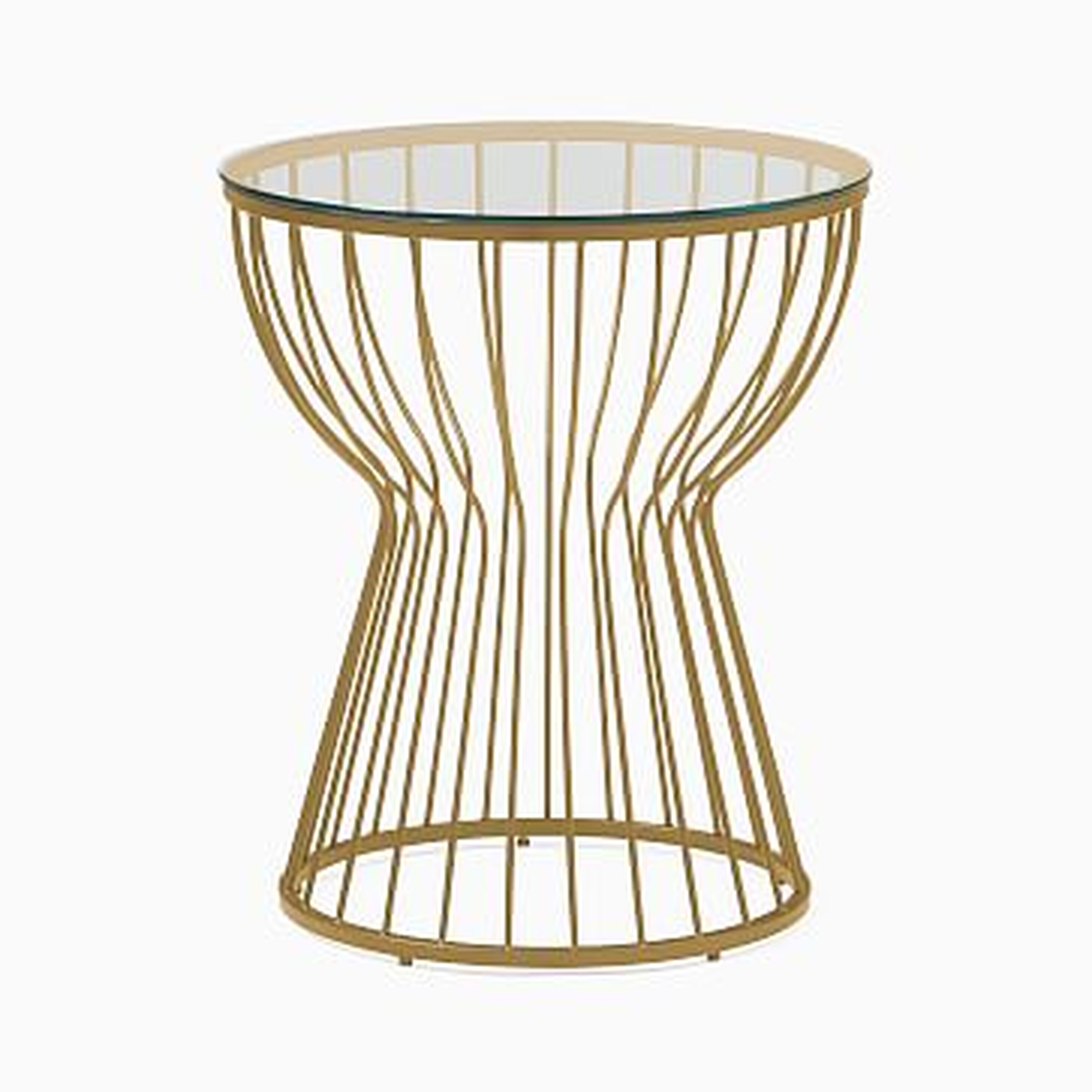 Pillar Glass/Antique Brass Round Side Table - West Elm