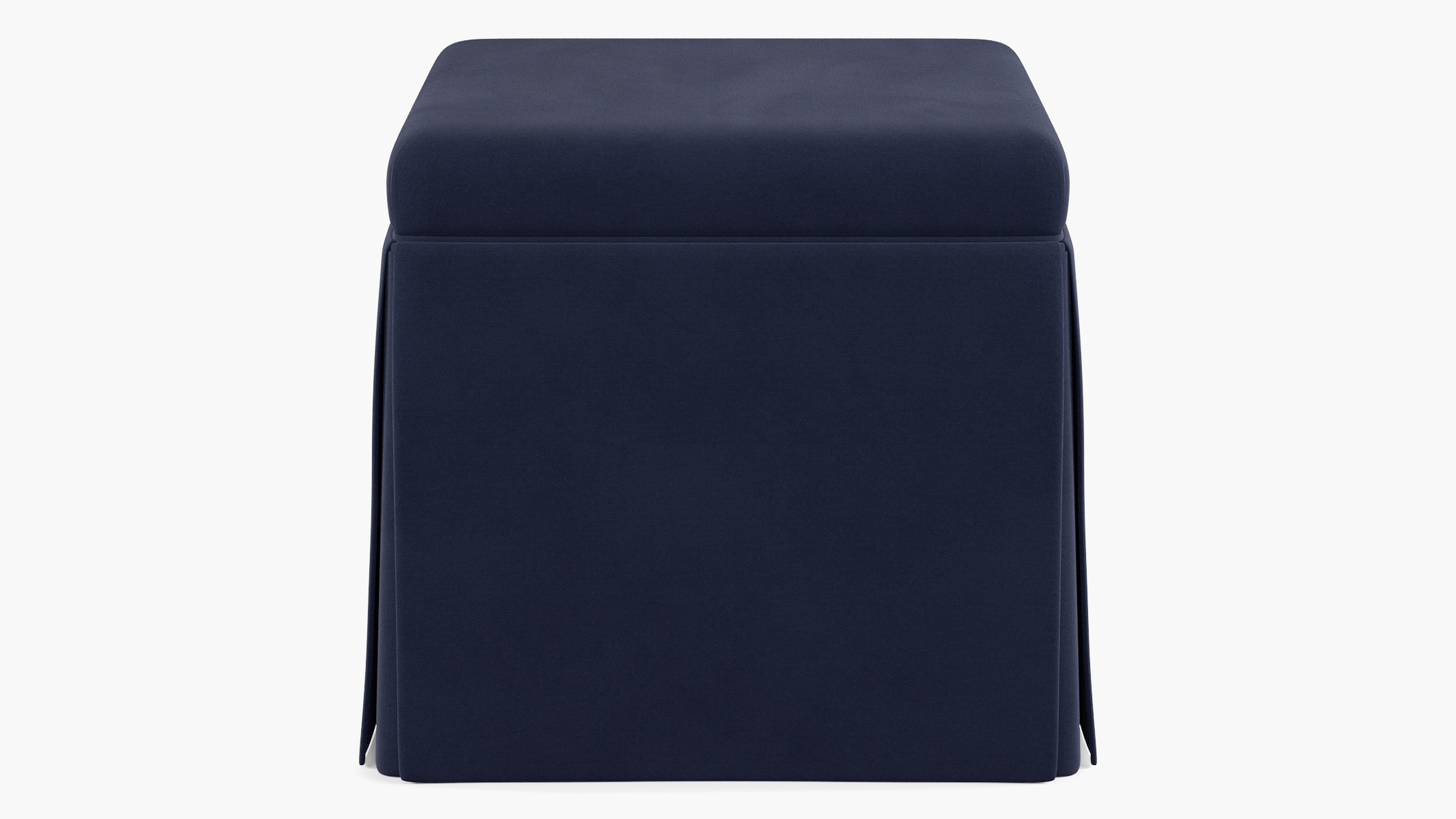 Skirted Storage Ottoman, Navy Classic Velvet - The Inside