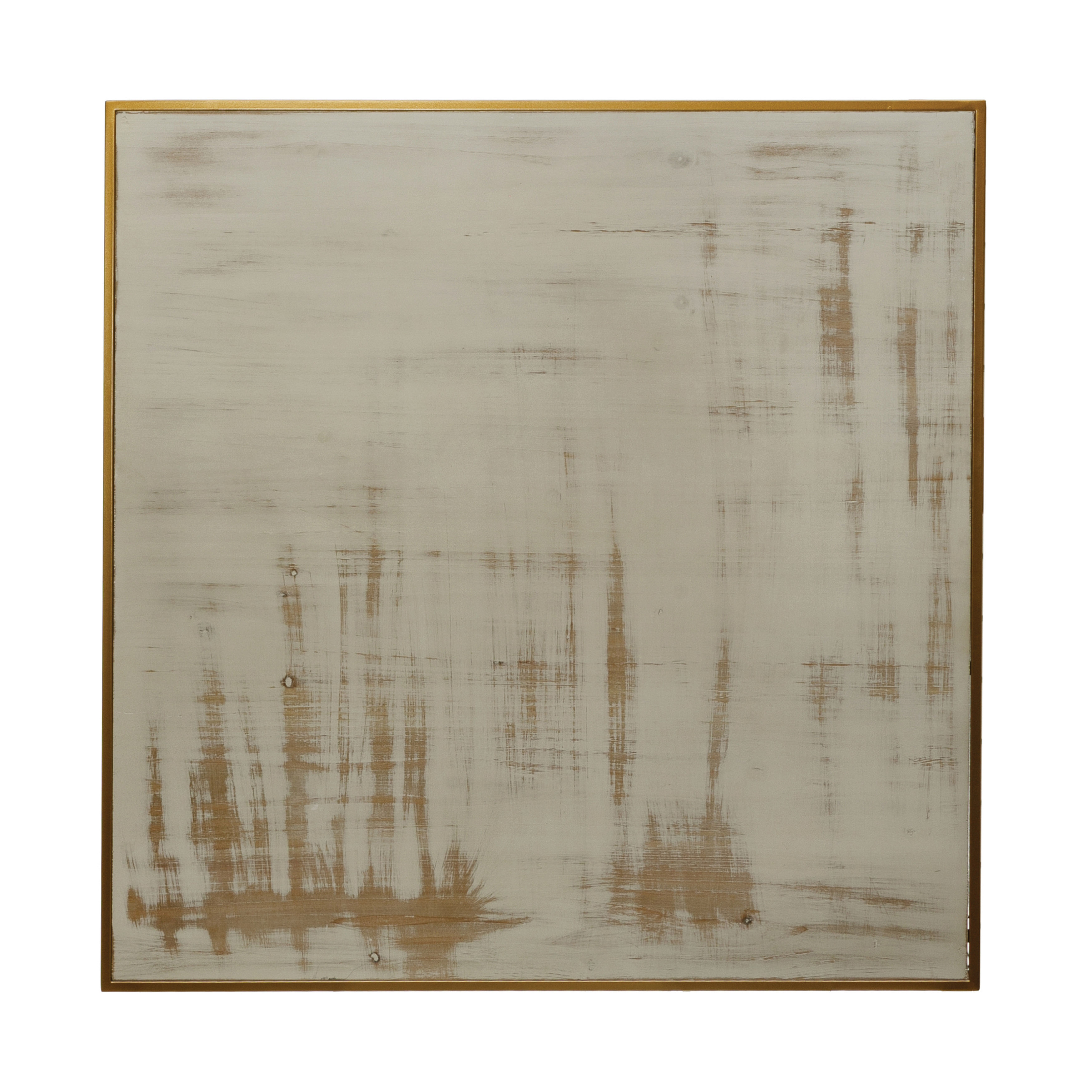 MDF Framed Hand-Painted Wall Décor with Abstract Print, Beige & Cream Color - Creative Co-Op