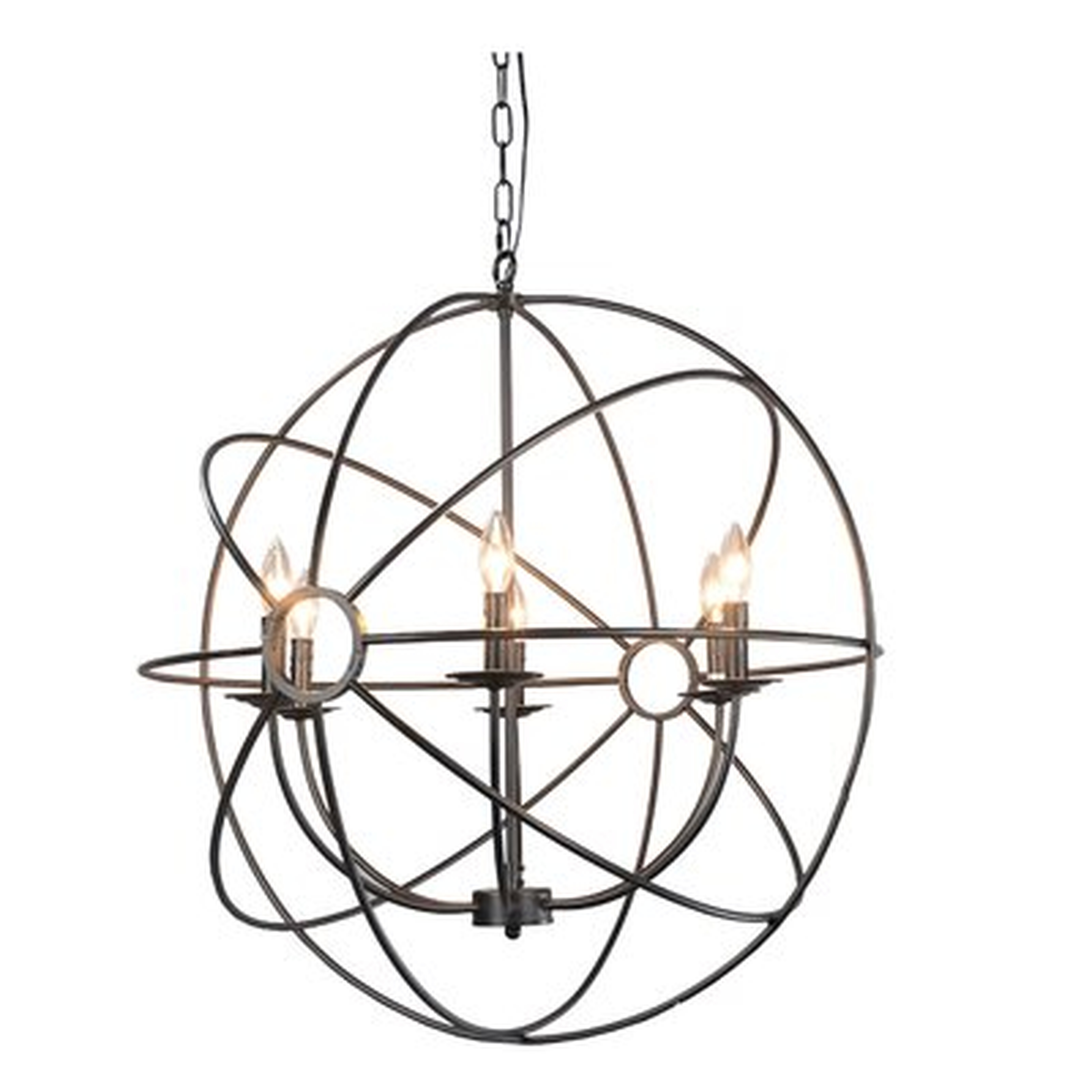 6 Light Fixture Orb Shape Metal Frame Chandelier, Black - Wayfair