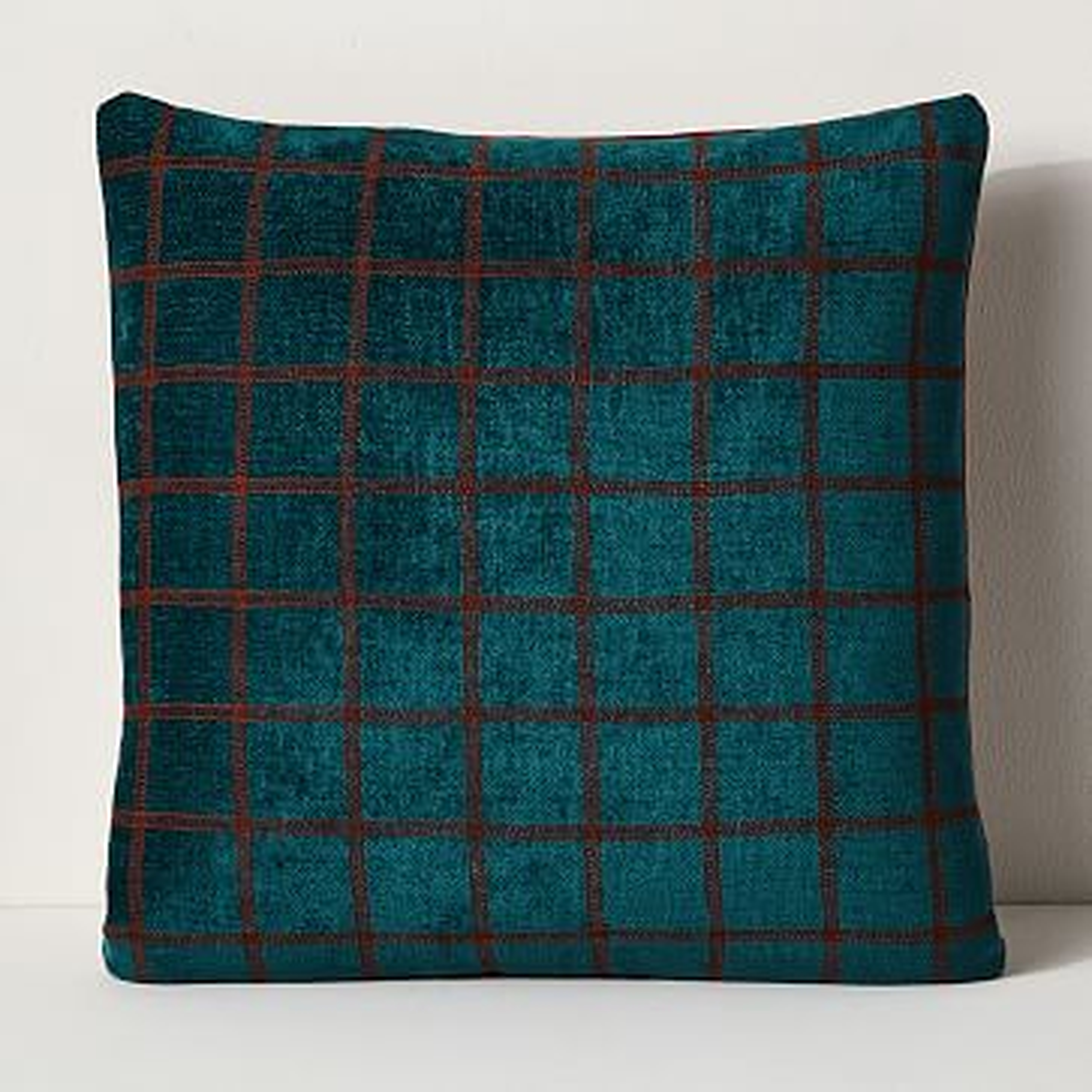 Aqua Stitched Grid Pillow - West Elm