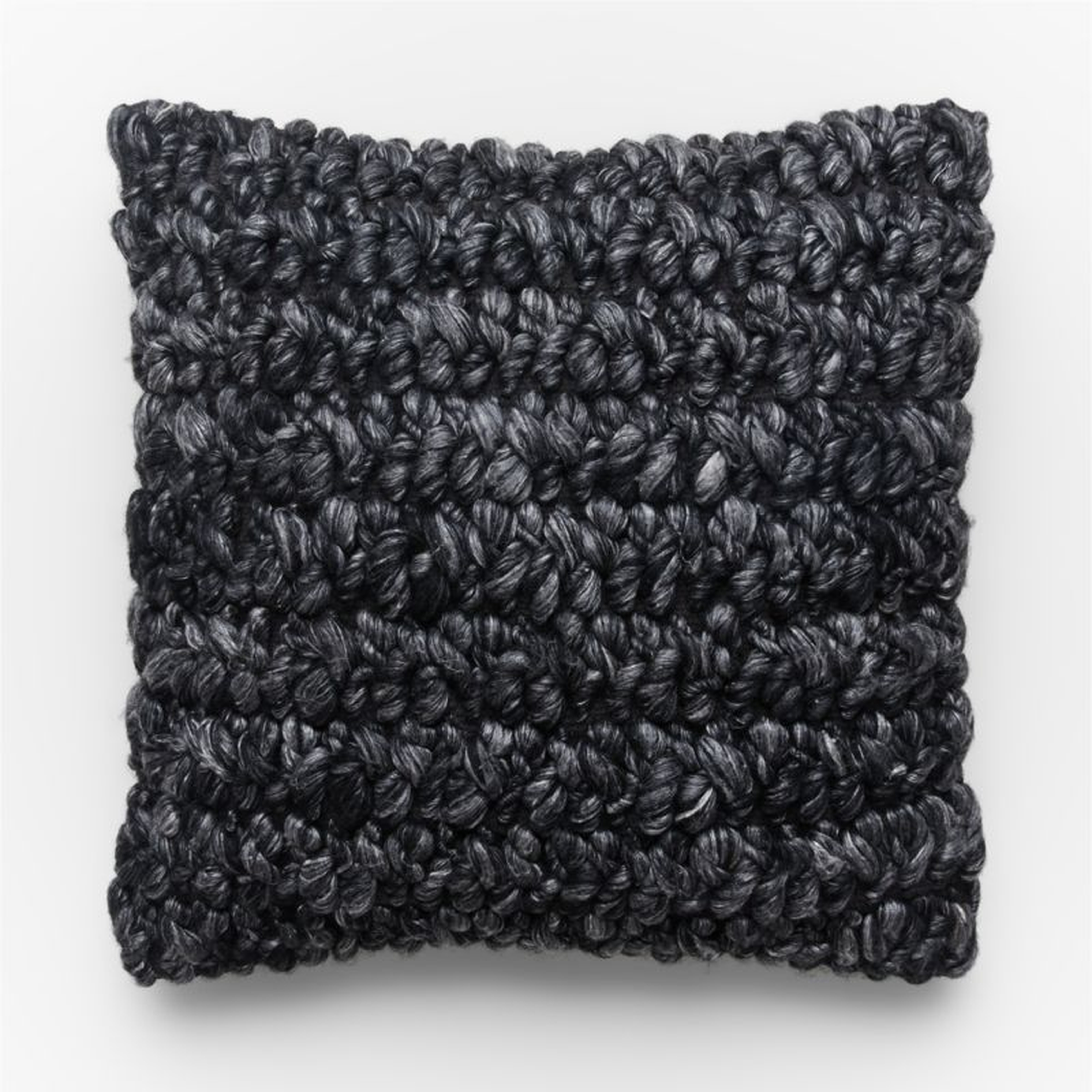 Tillie Black Wool Throw Pillow with Feather-Down Insert 20" - CB2