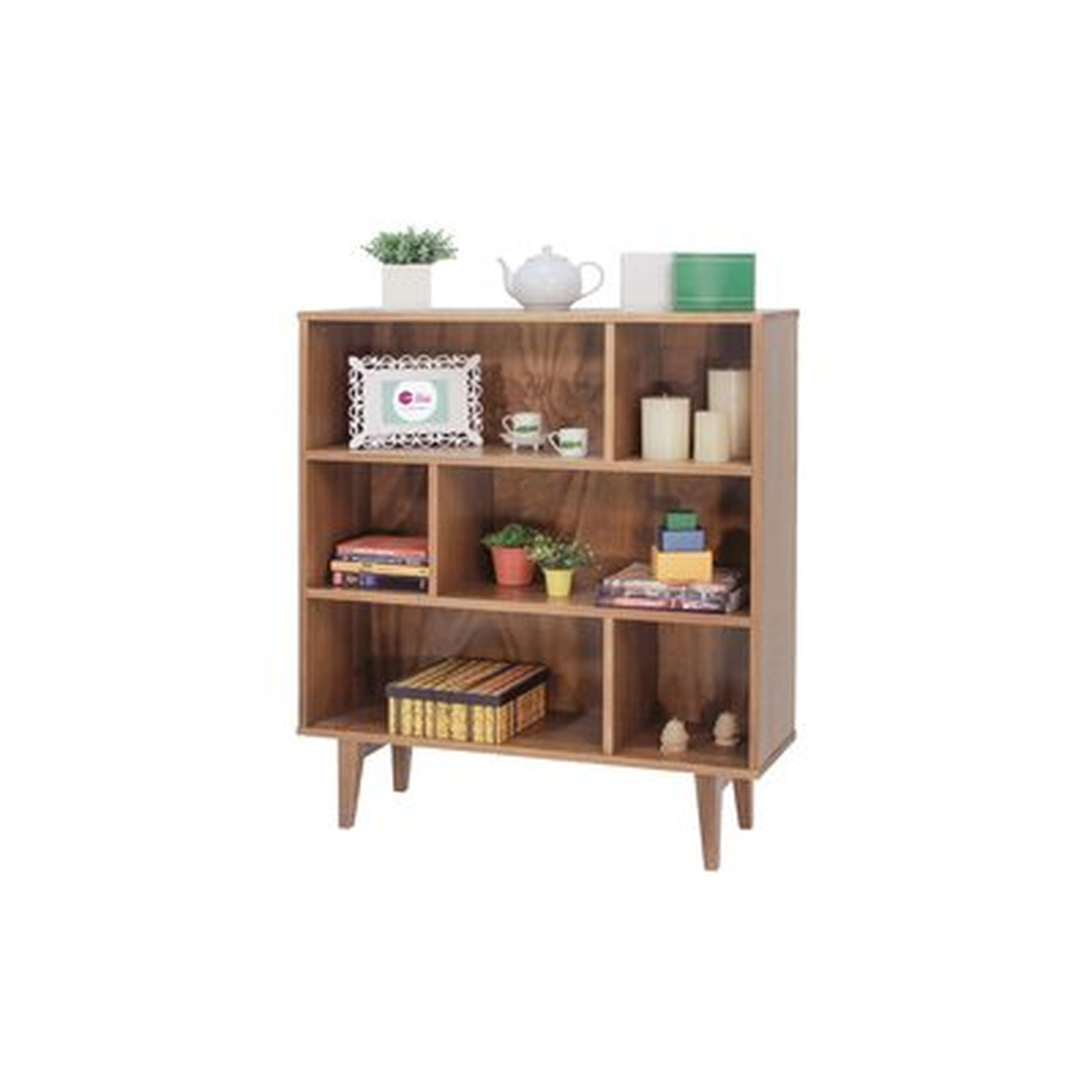 Houchin 43.3" H x 39.4" W Solid Wood Geometric Bookcase - Wayfair