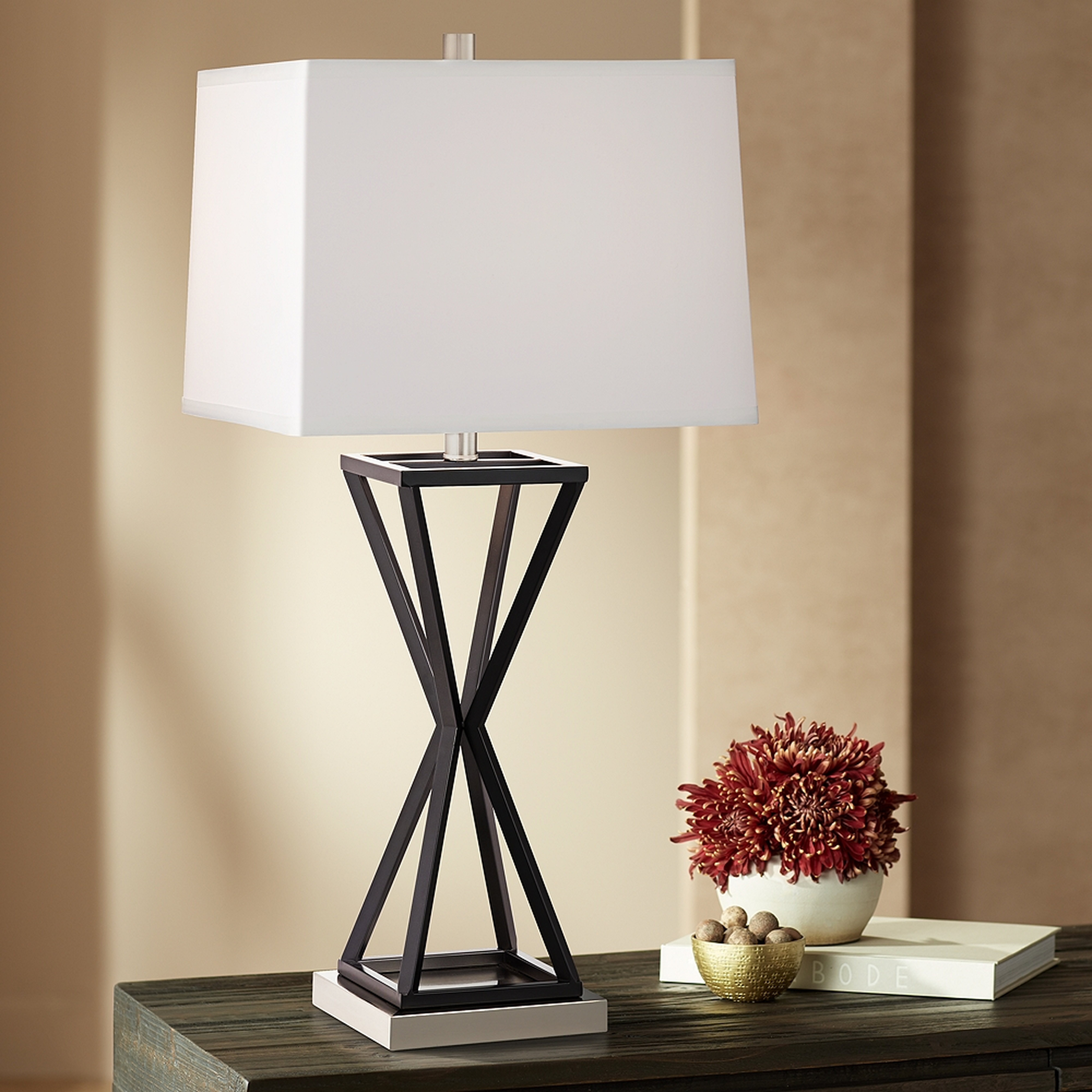 Opus Oil-Rubbed Bronze Finish Metal Open Concave Table Lamp - Style # 78T17 - Lamps Plus