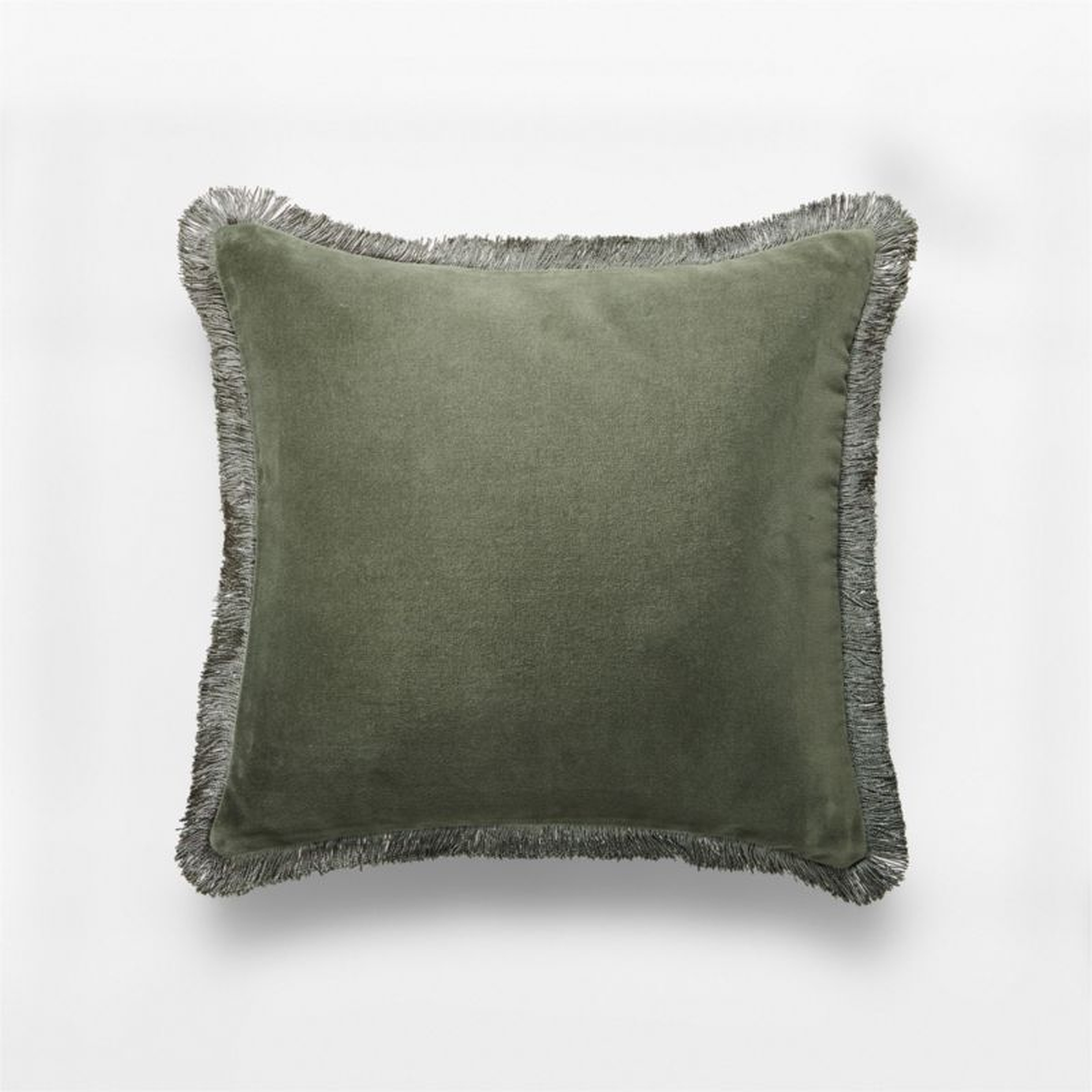 Bettie Forest Green Velvet Throw Pillow with Down-Alternative Insert 16" - CB2