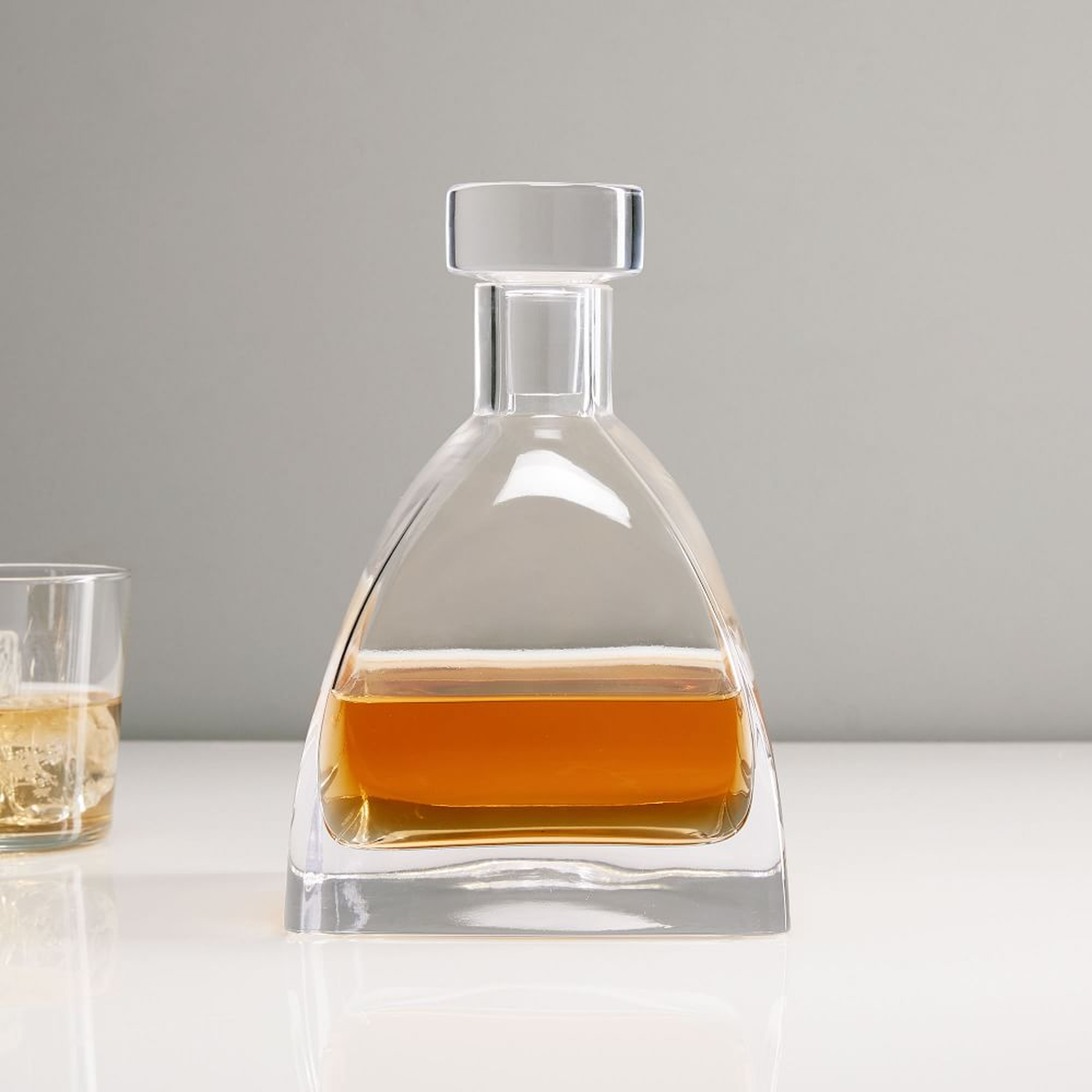 Glass Decanter, Pyramid Whiskey, Clear - West Elm