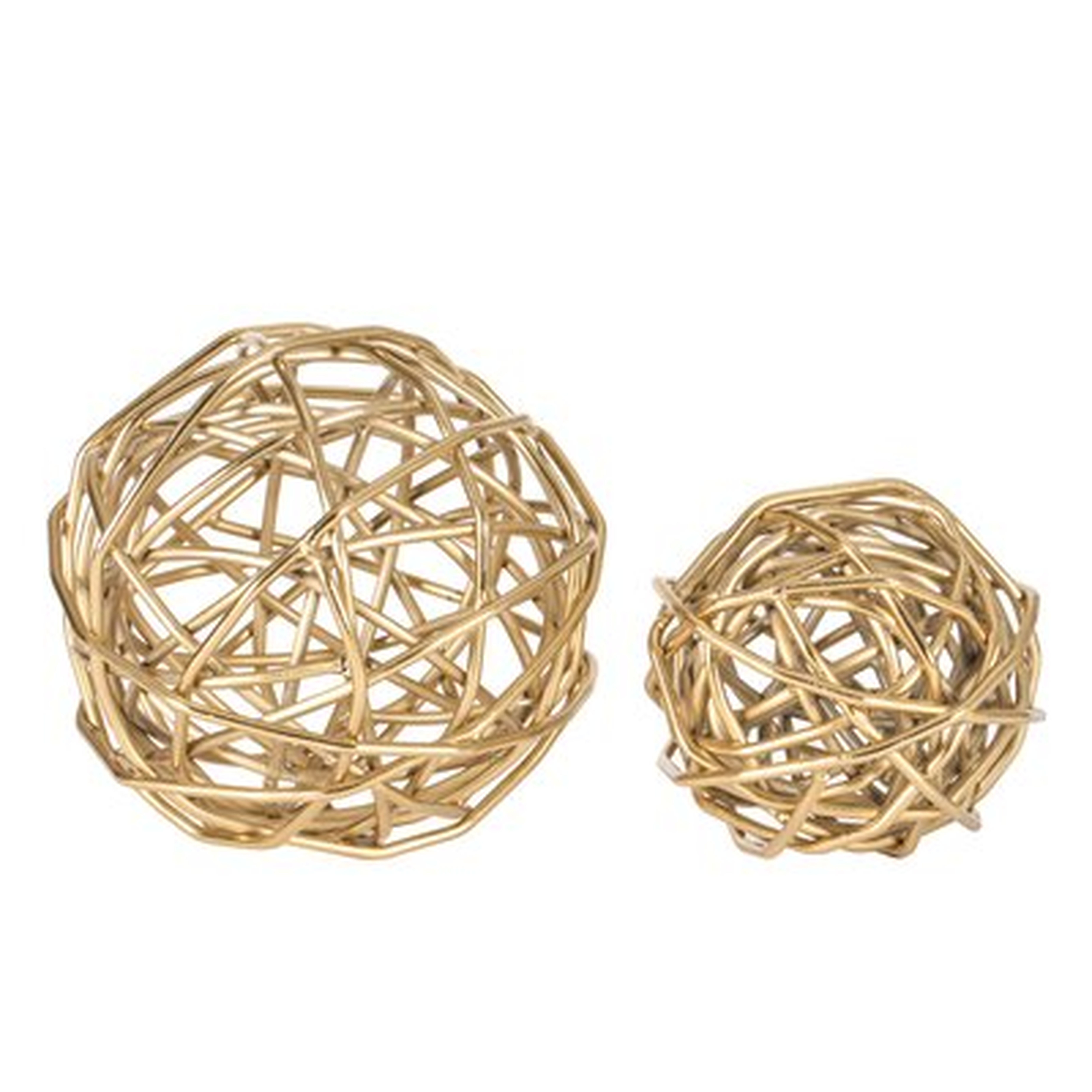 Meserve Metal Sphere Sculpture, Gold, Set of 2 - Wayfair