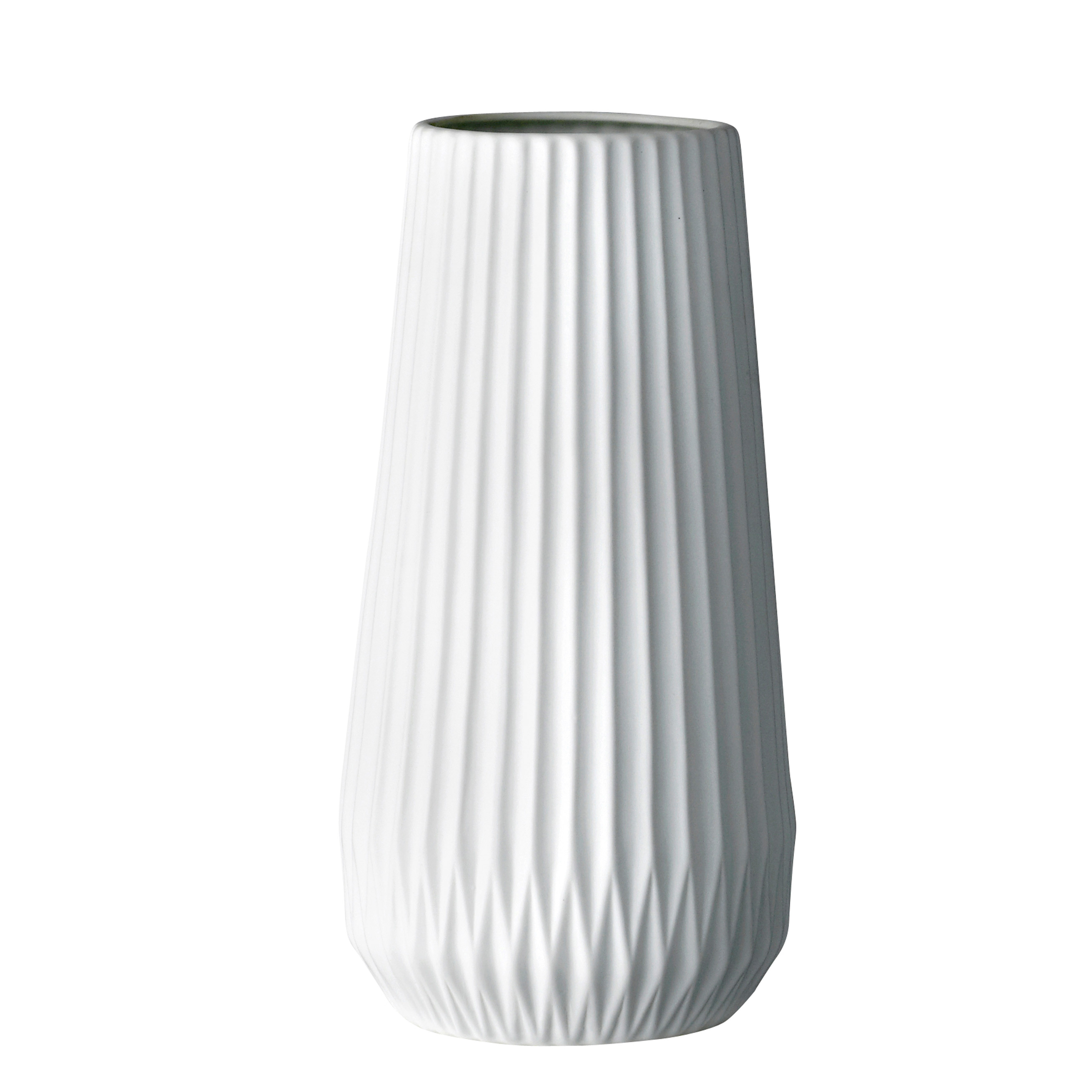 Tall White Ceramic Fluted Vase - Moss & Wilder