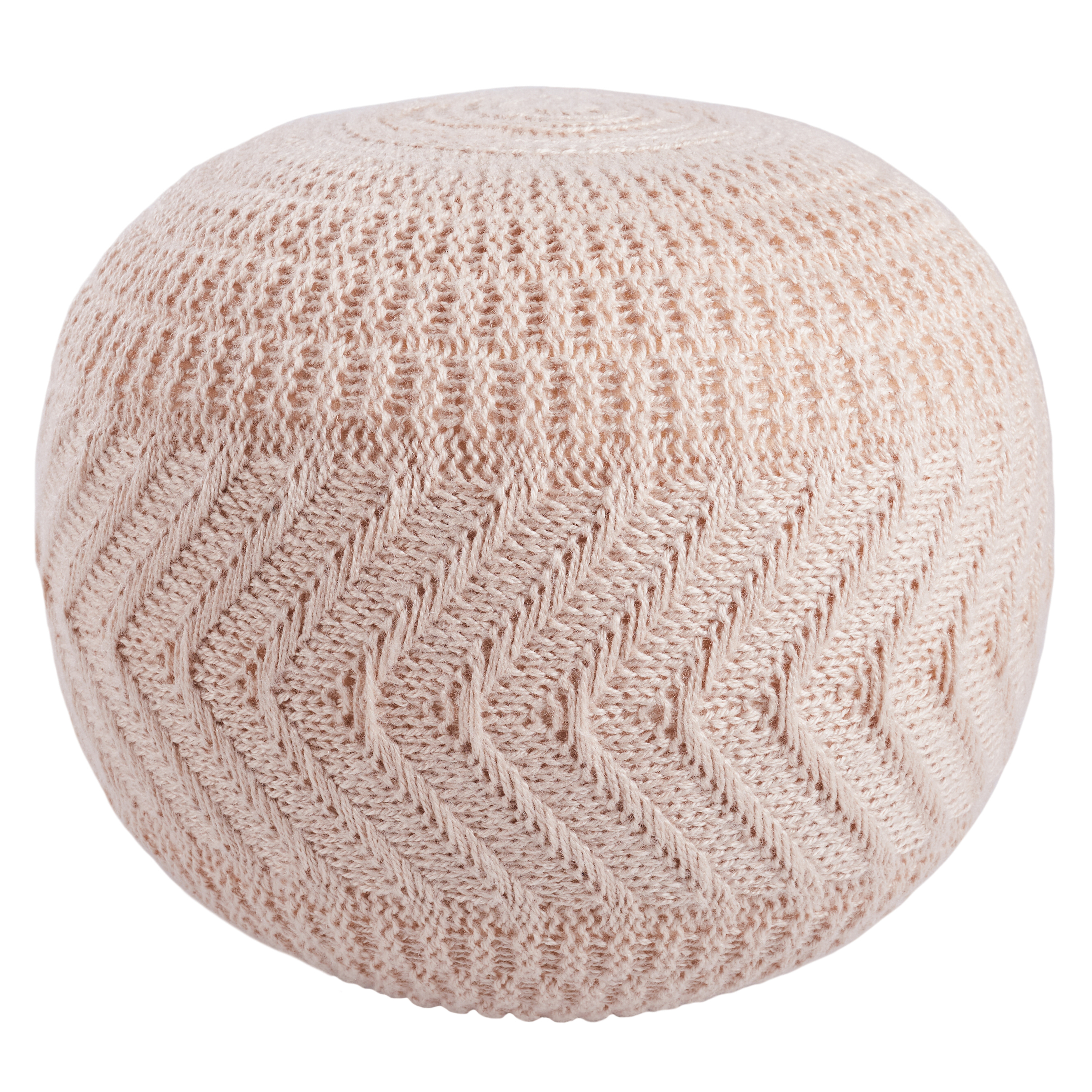 Vibe by Lucille Solid Light Blush Round Pouf - Jaipur Living