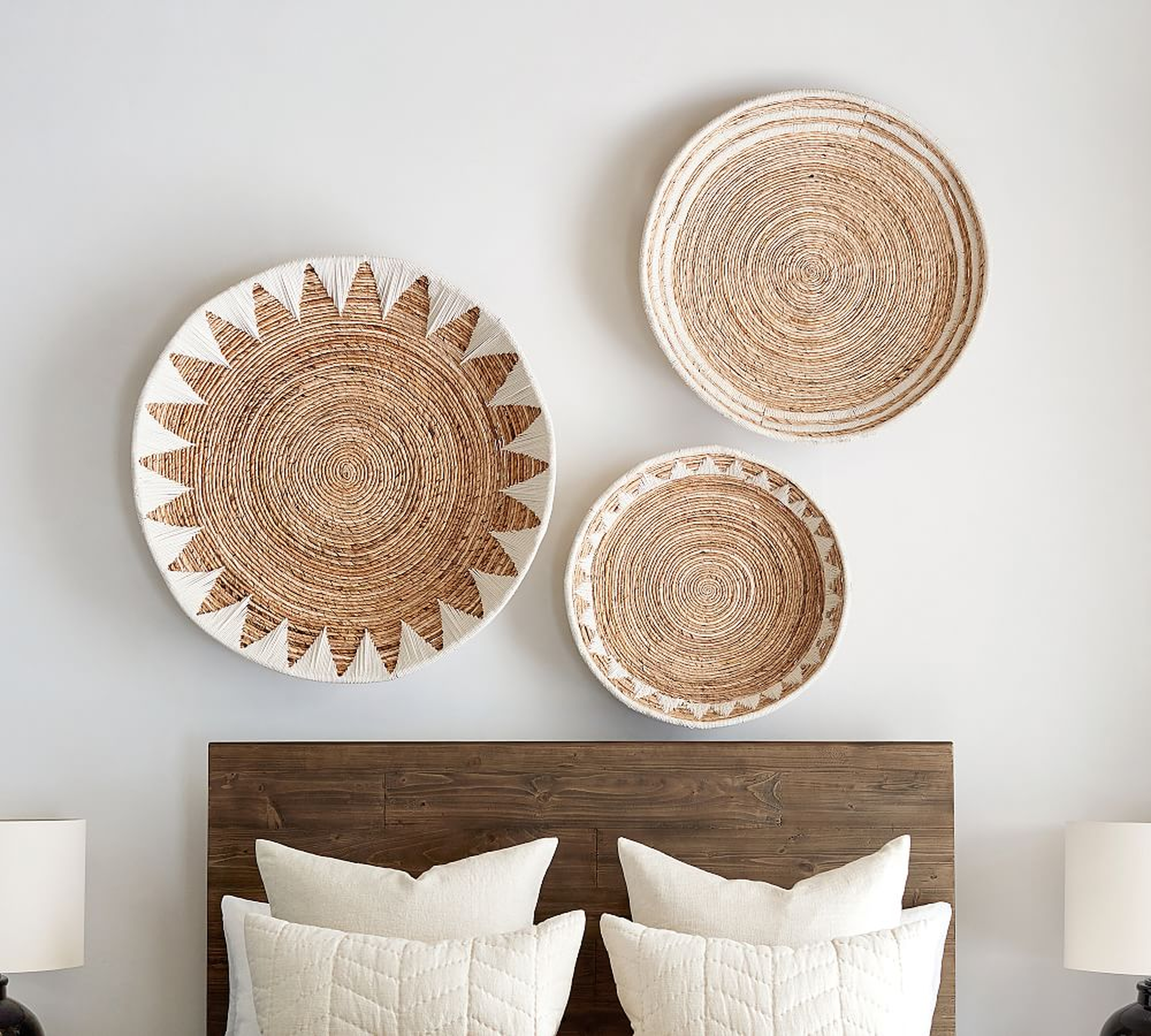 Sunny Handwoven Basket Wall Art, Natural/White - Set of 3 - Pottery Barn