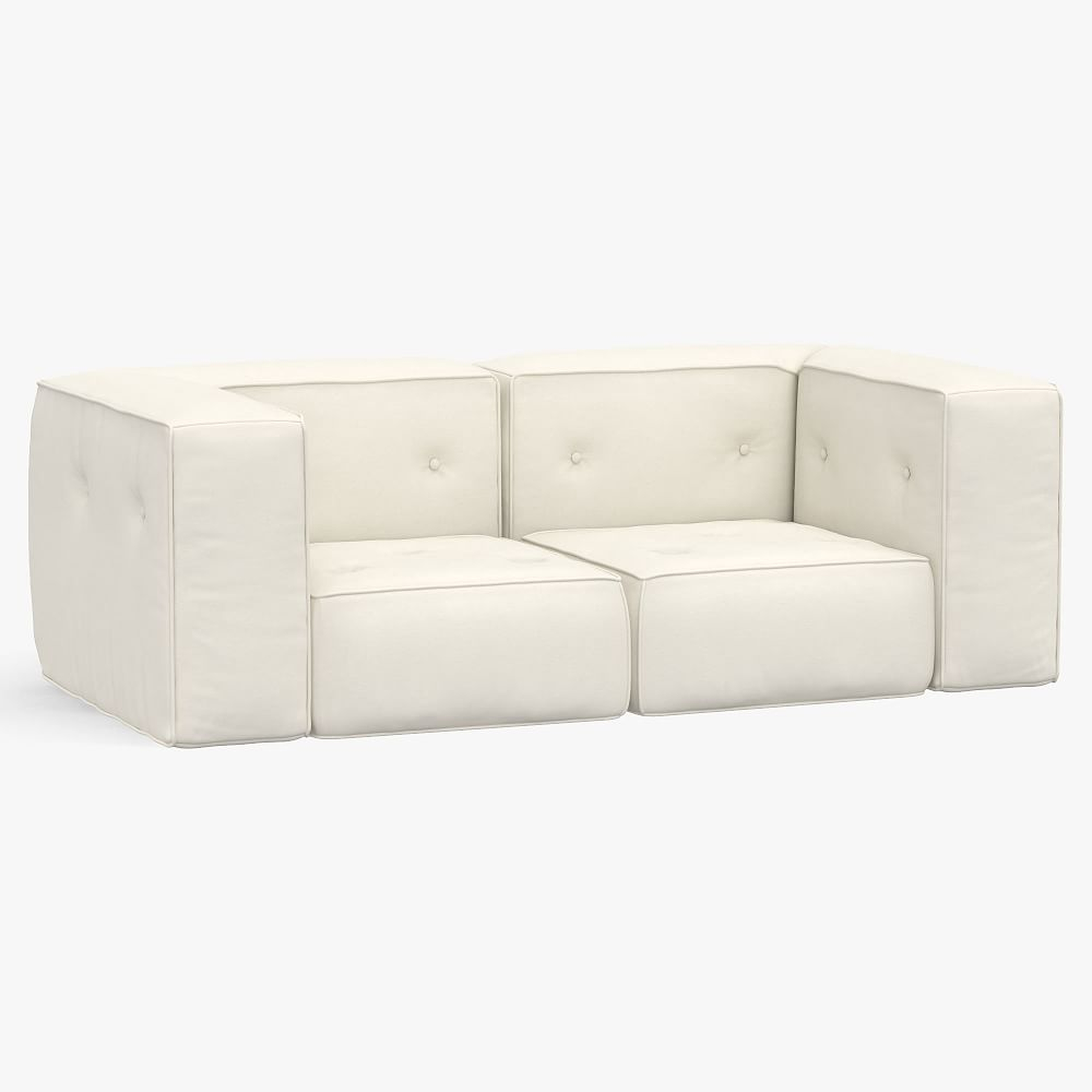 Cushy Piped TrimLoveseat Set. Recycled Chenille Washed Ivory, QS In-home - Pottery Barn Teen