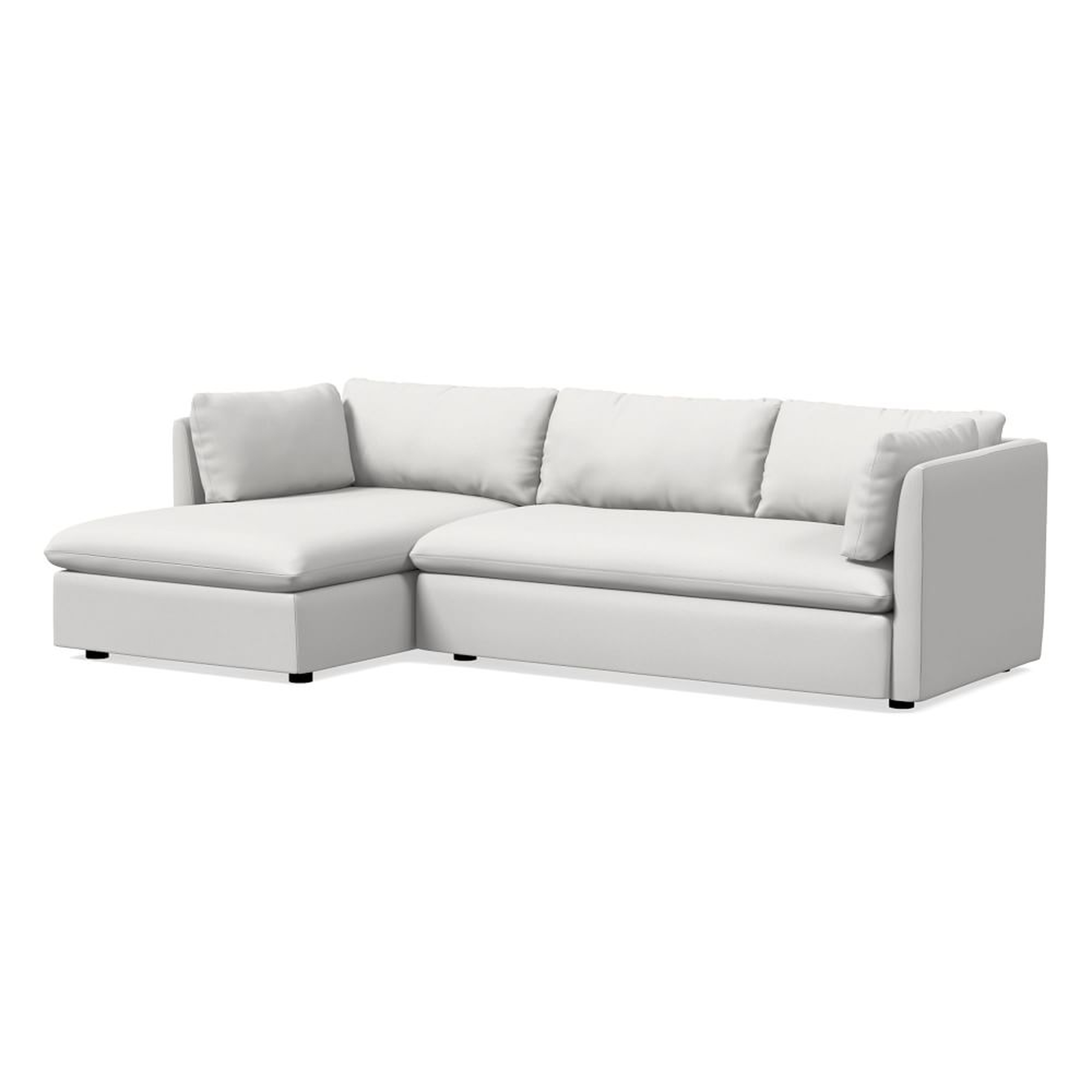 Shelter 105" Left 2-Piece Chaise Sectional, Performance Washed Canvas, White - West Elm