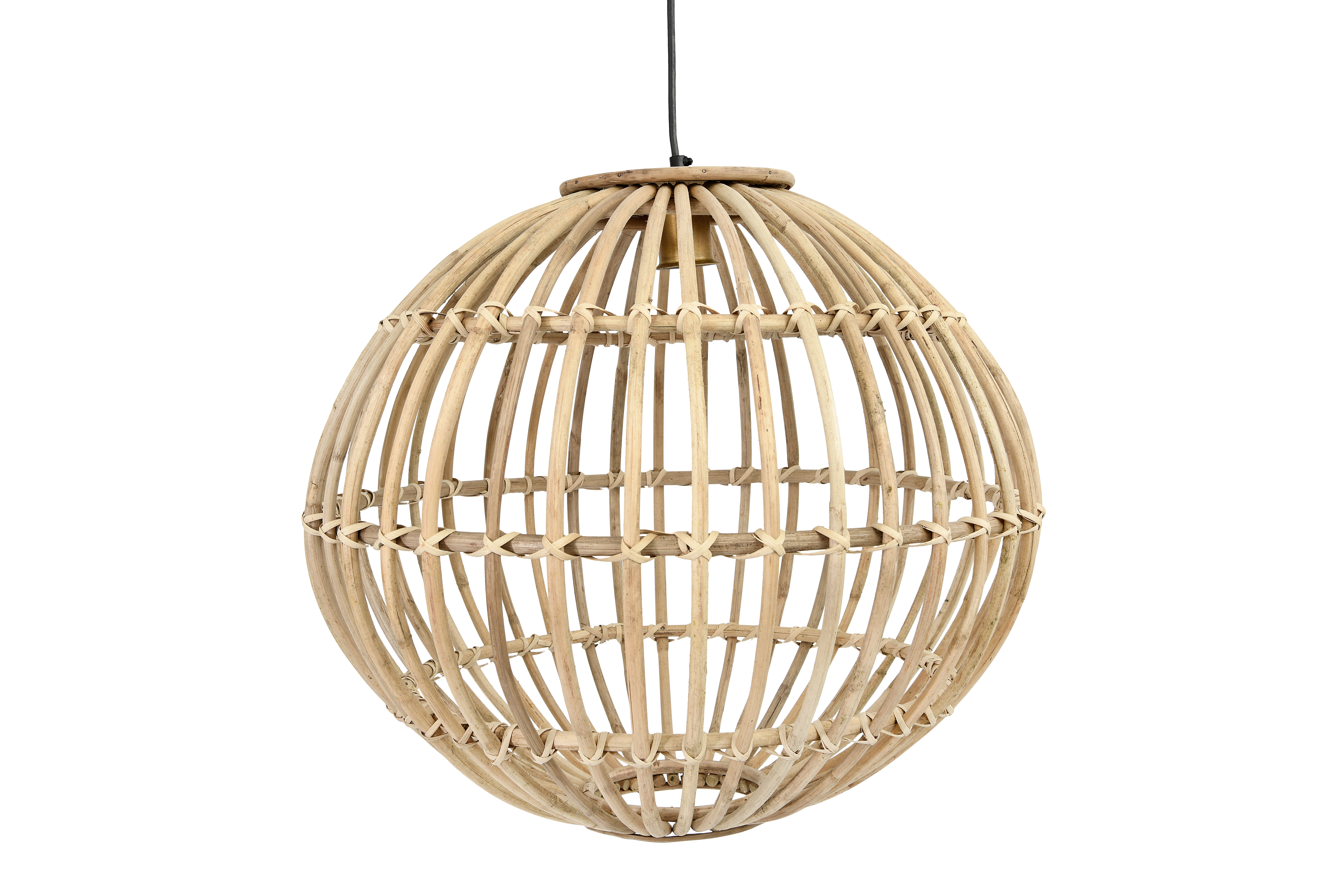 Large Round Handwoven Rattan Pendant Light with 6' Cord (Hardwire Only) - Nomad Home