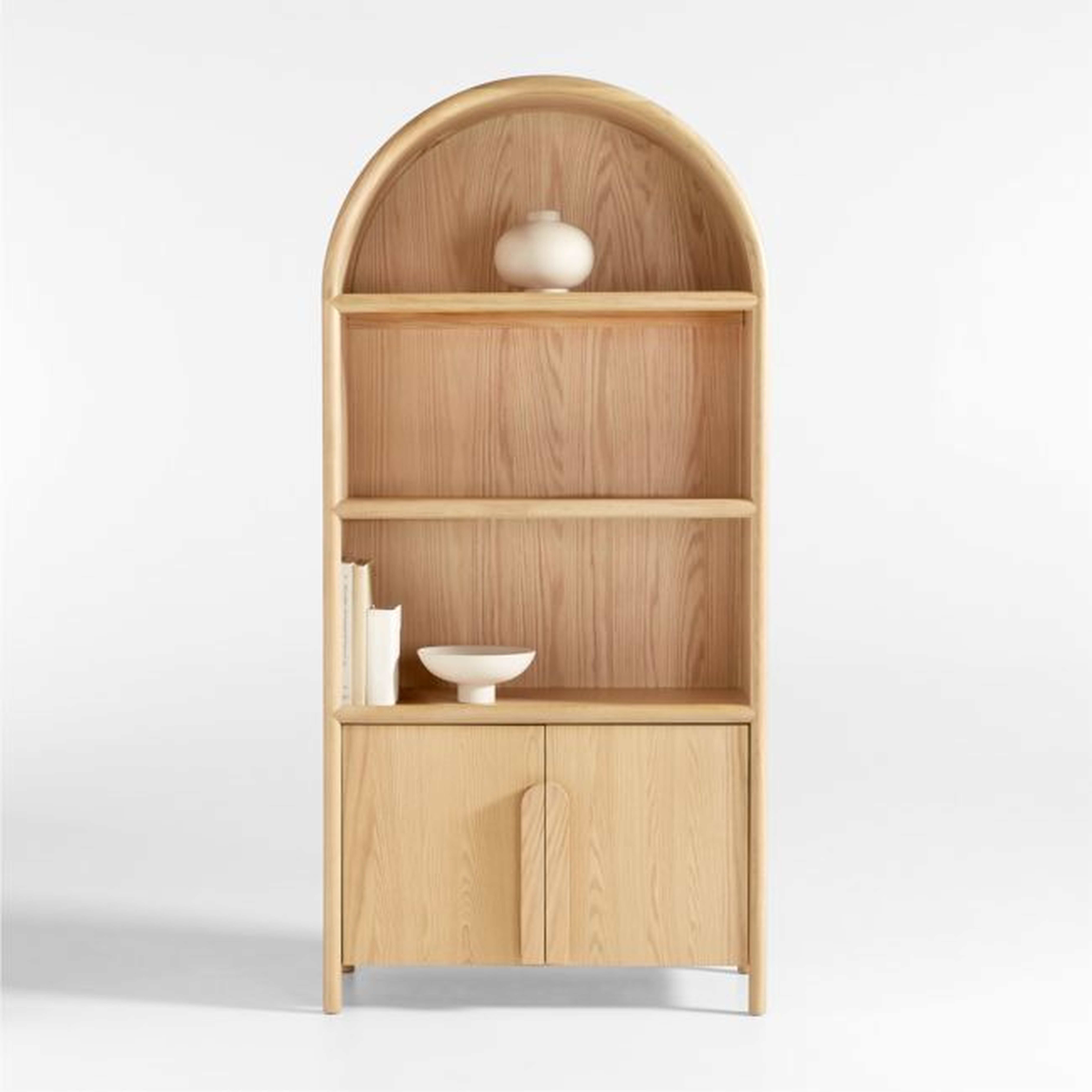 Annie 38" Natural Wood Storage Bookcase with Shelves by Leanne Ford - Crate and Barrel