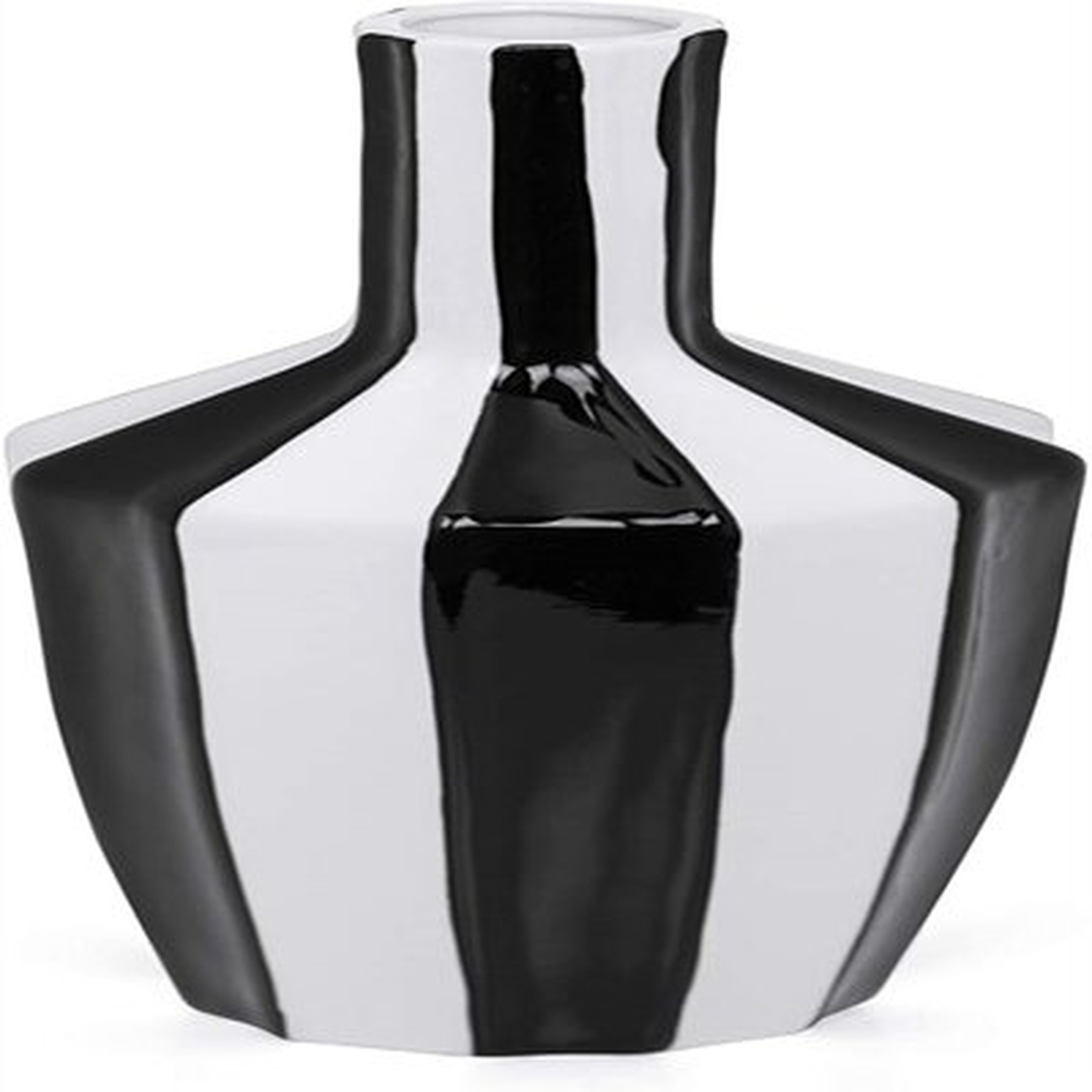 Abstract Black And White Stripe Ceramic Vase - Wayfair