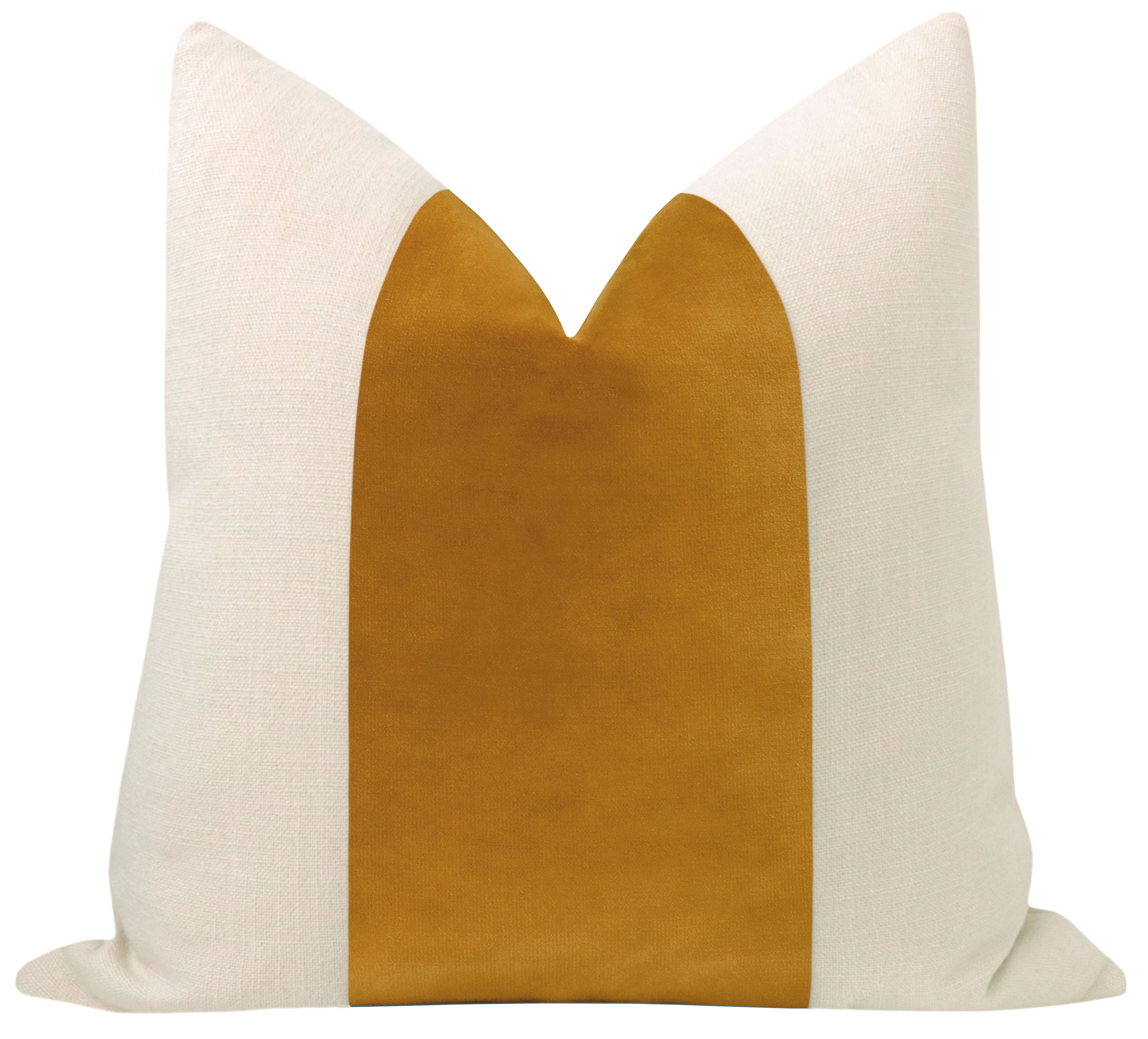 Panel Sonoma Velvet Pillow Cover, Curry, 18" x 18" - Little Design Company