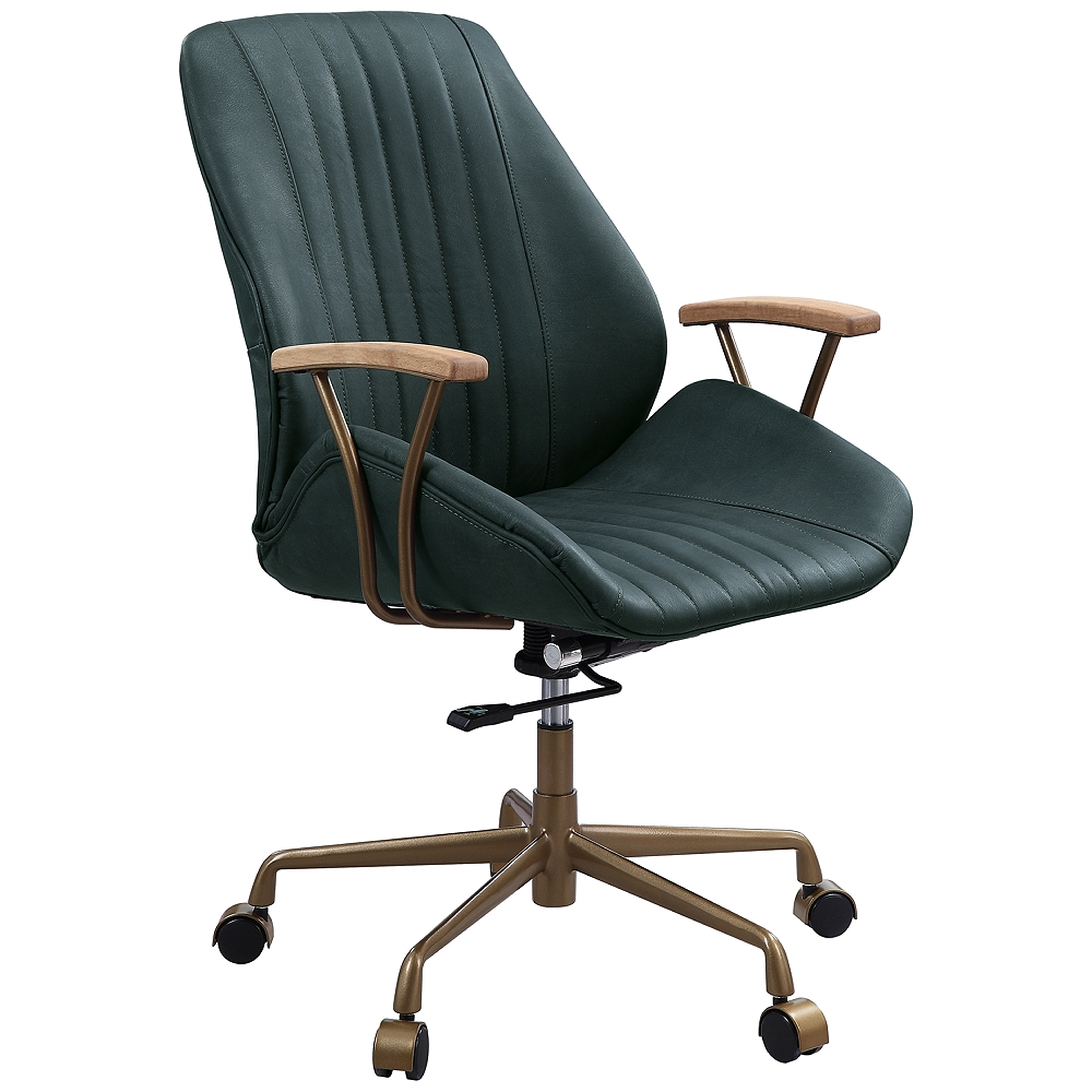 Argrio Dark Green Top Grain Leather Swivel Office Chair - Style # 527Y0 - Lamps Plus