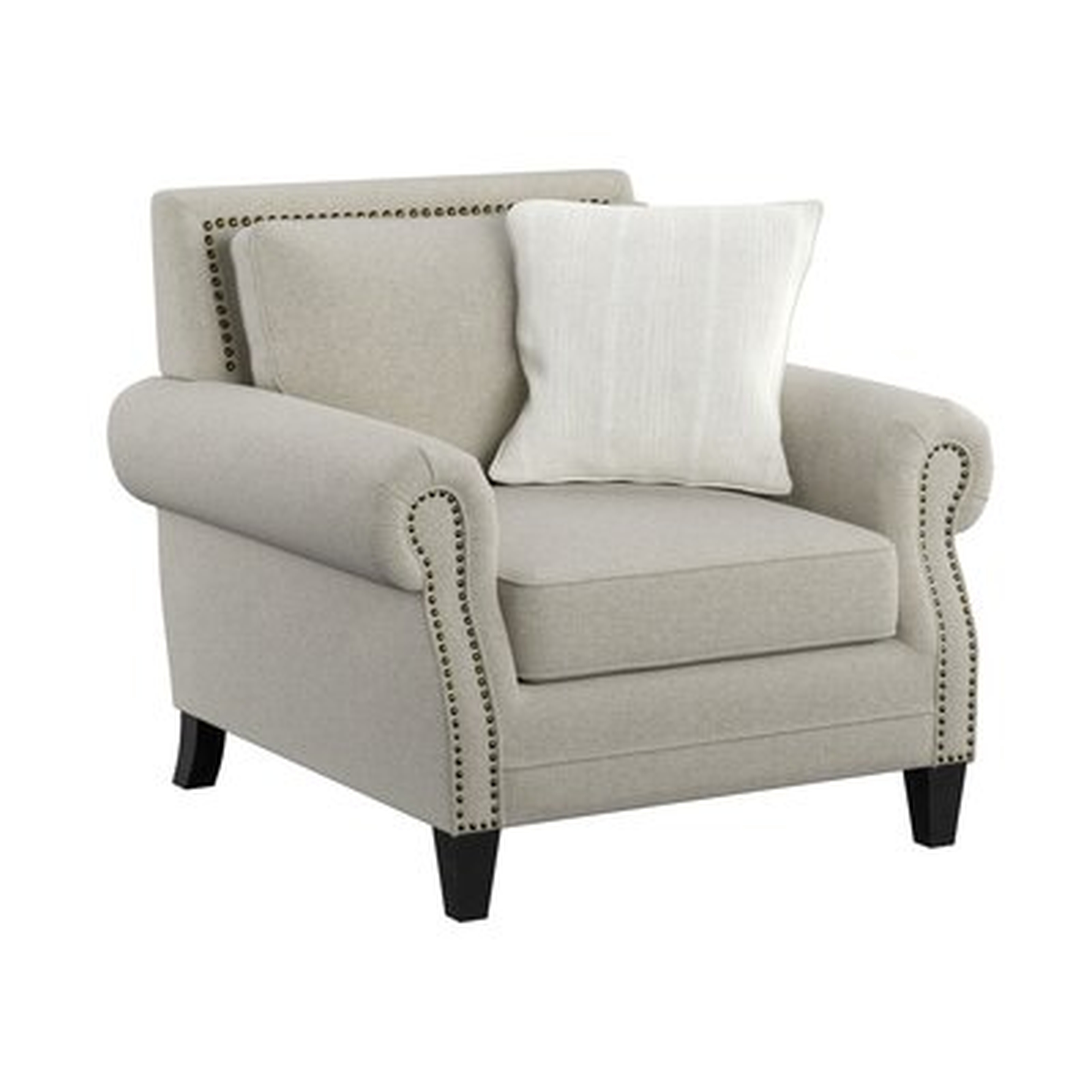 Emerald Home Jaciel Saxon Beige Chair With Rolled Arms, Nail Head Trim, And Wood Legs - Wayfair