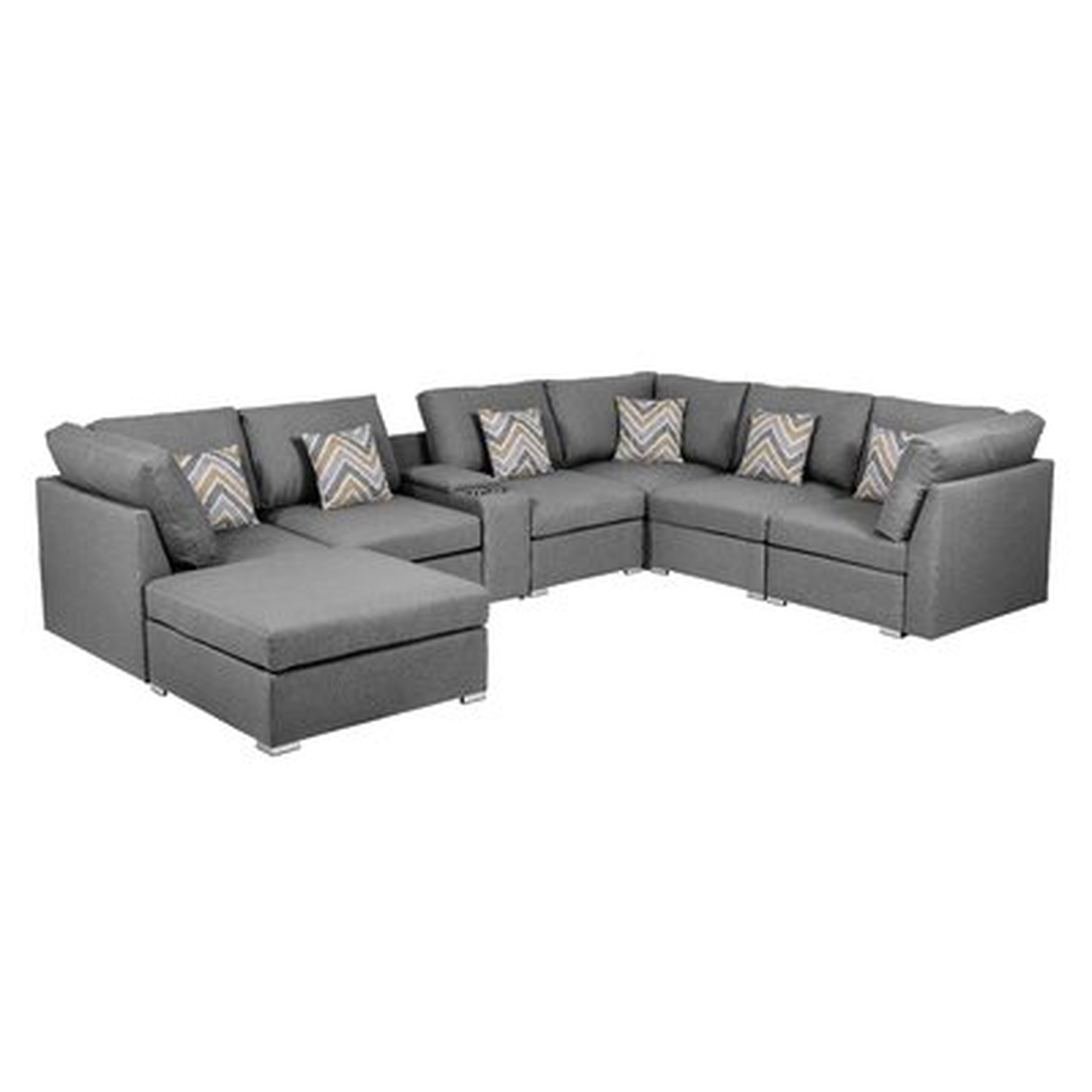 Amira 131.5" Wide Reversible Modular Corner Sectional with Ottoman - Wayfair