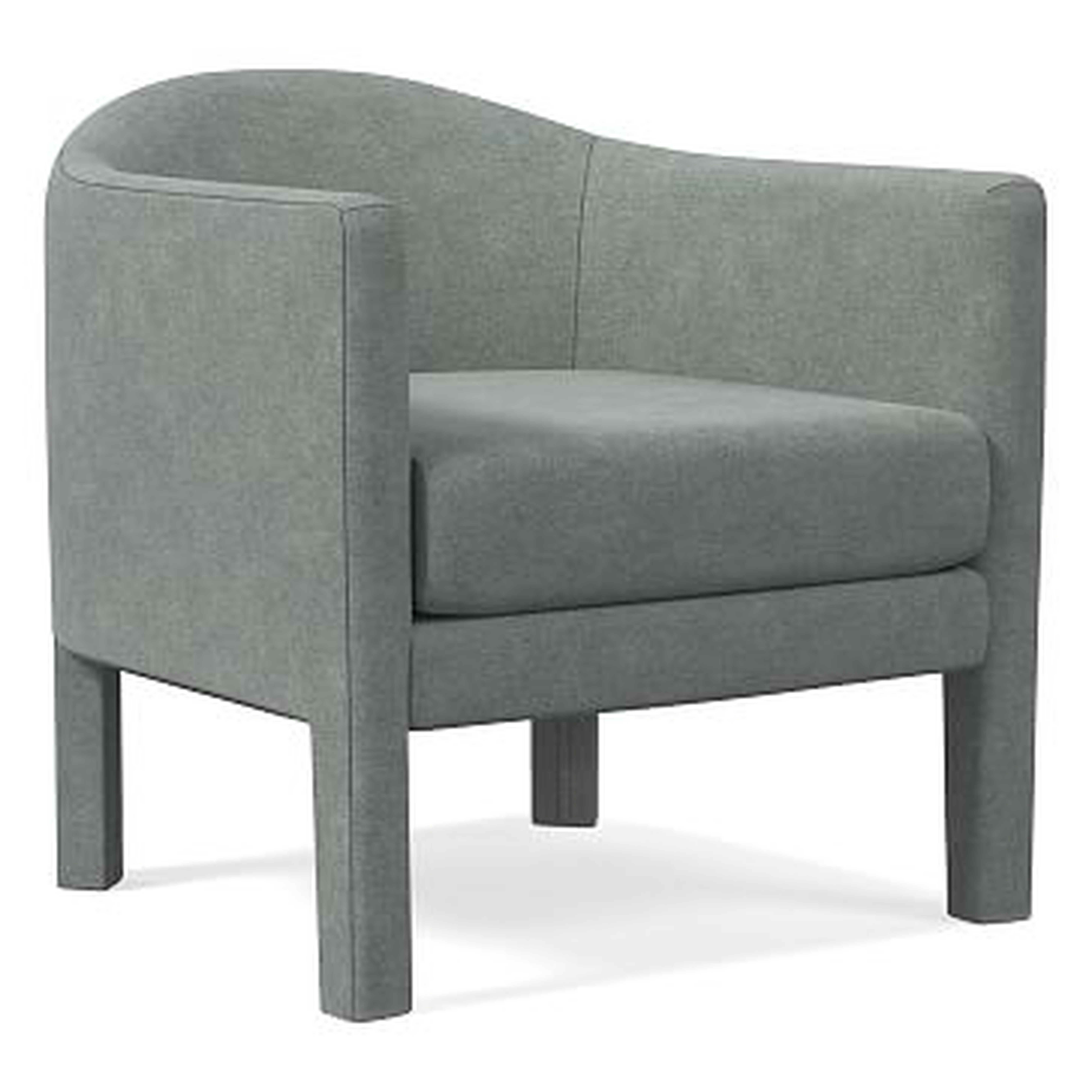 Isabella Upholstered Chair, Poly, Distressed Velvet, Mineral Gray - West Elm