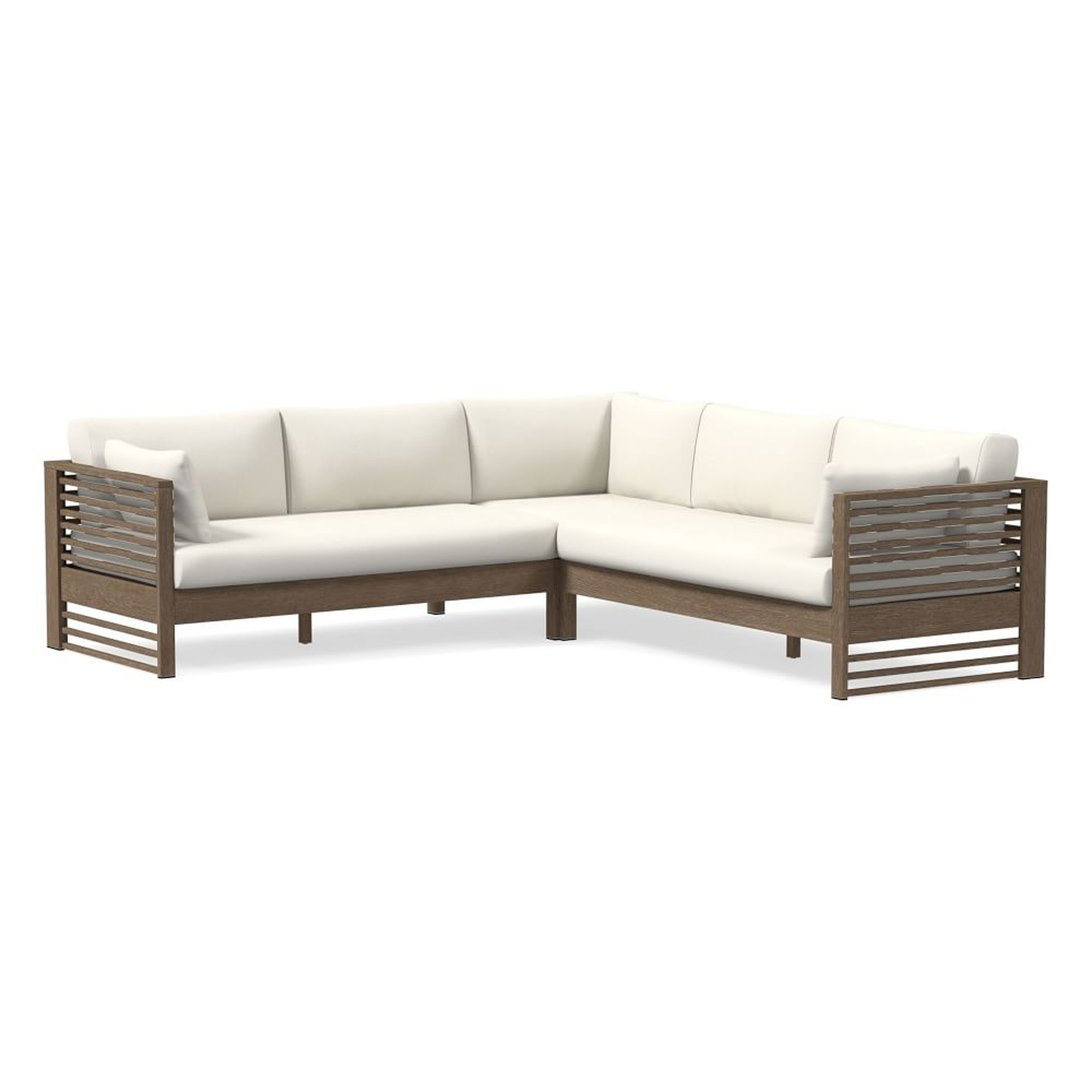 Santa Fe Slatted Collection, 3 Piece Sectional Set Cushion Cover, Sunbrella Piazza, White - West Elm