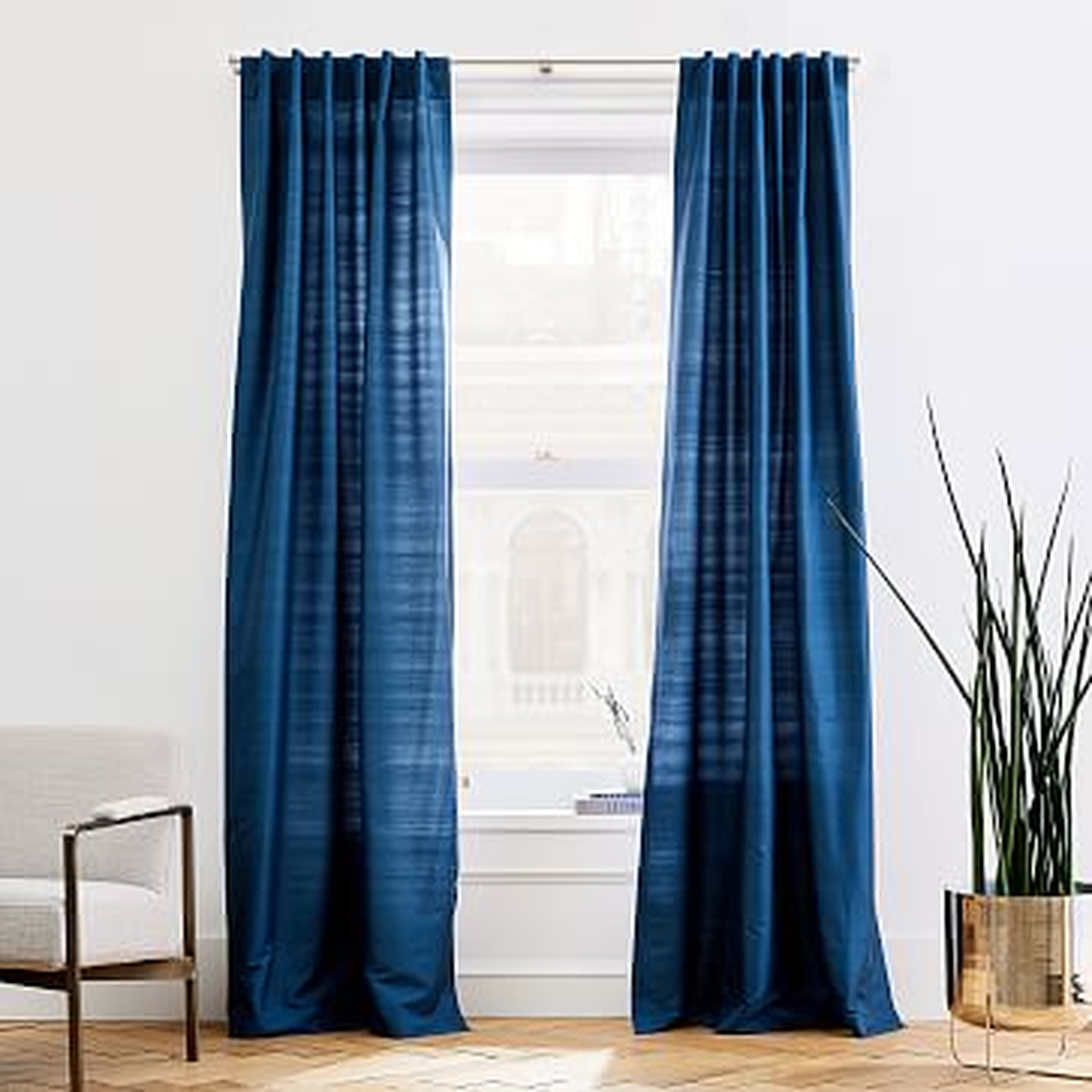 Dupioni Silk Curtain, 48"x84", Regal Blue, Unlined - West Elm