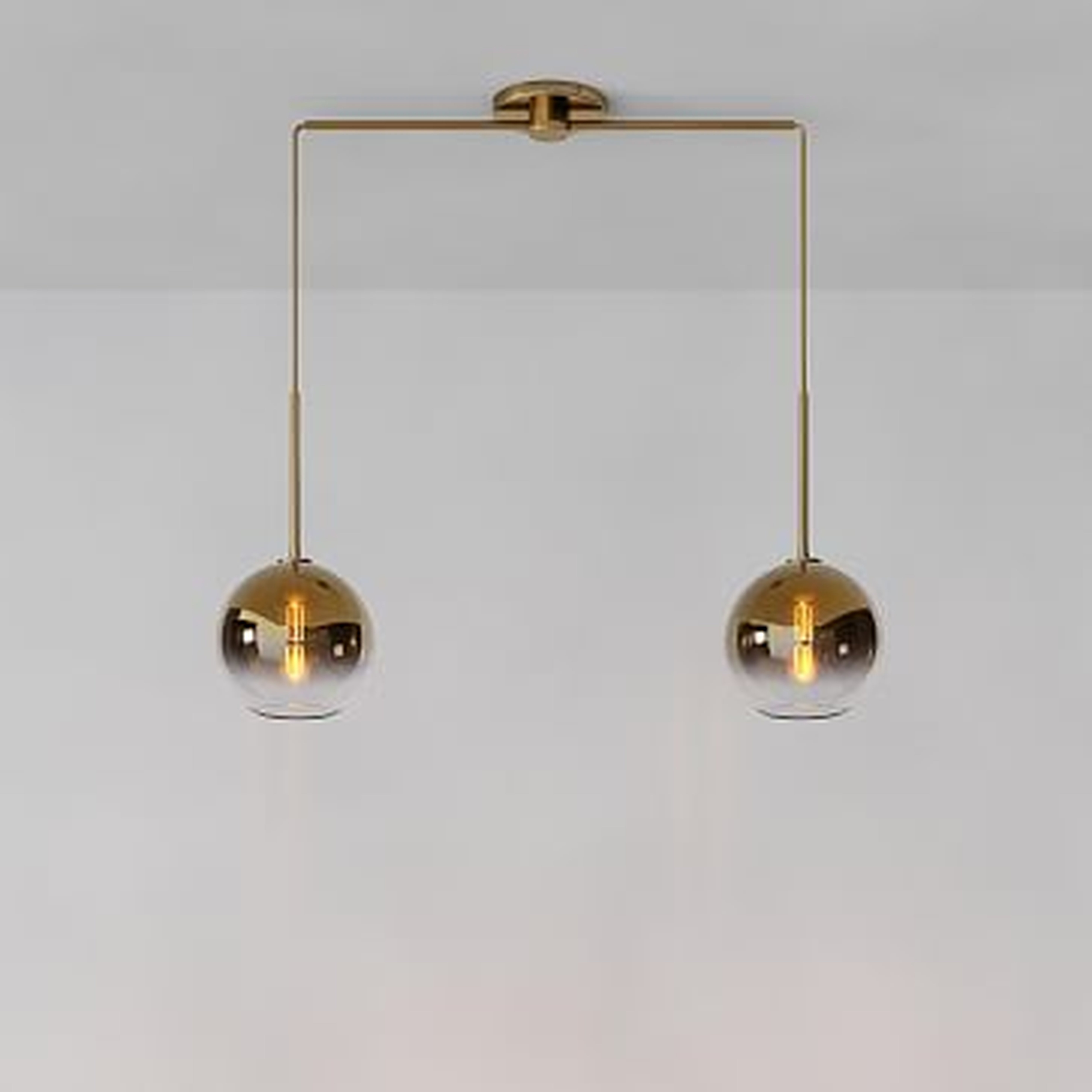 Sculptural 2-Light Pendant, Globe Small, Gold Ombre, Antique Brass, 8" - West Elm