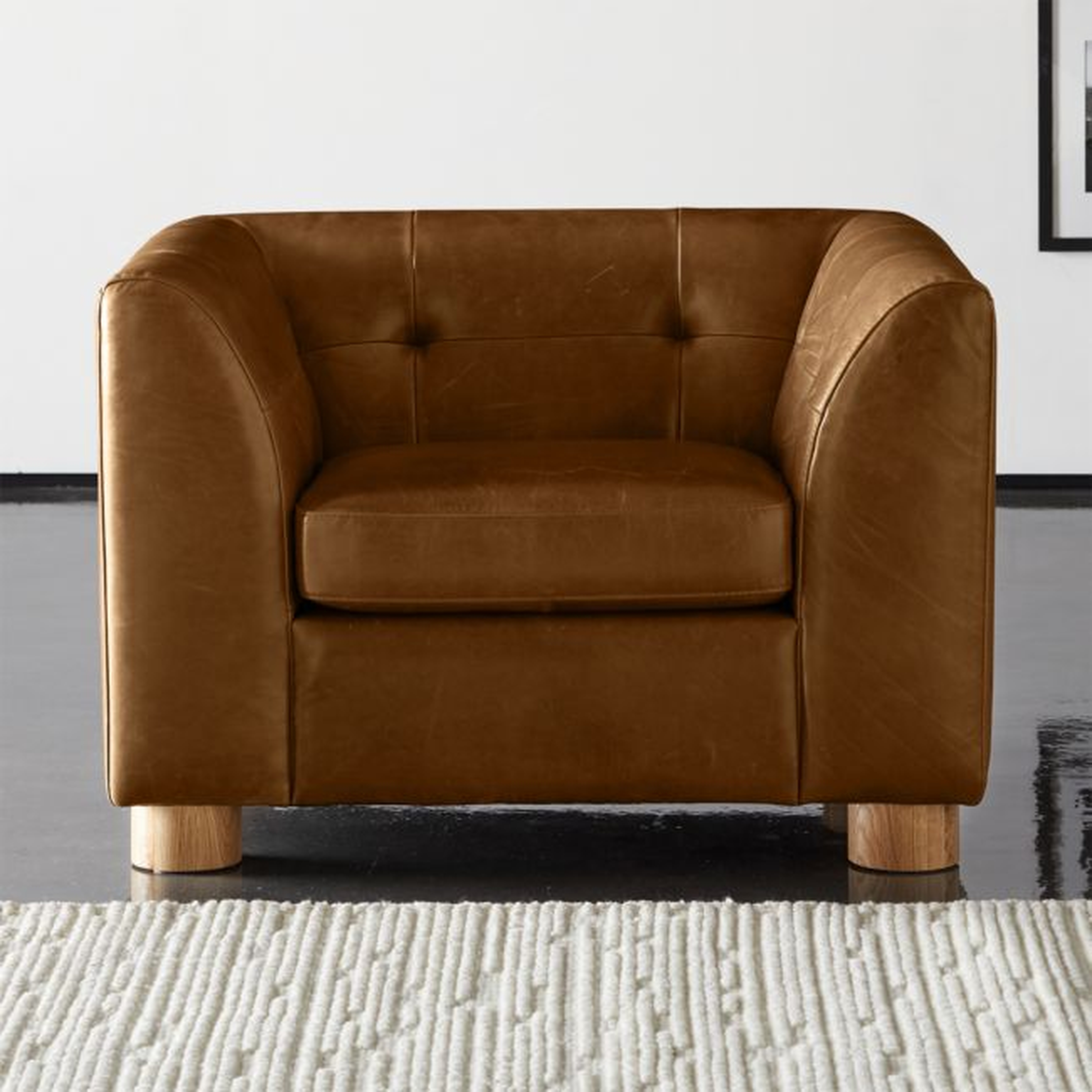 Kotka Tobacco Tufted Leather Chair - CB2