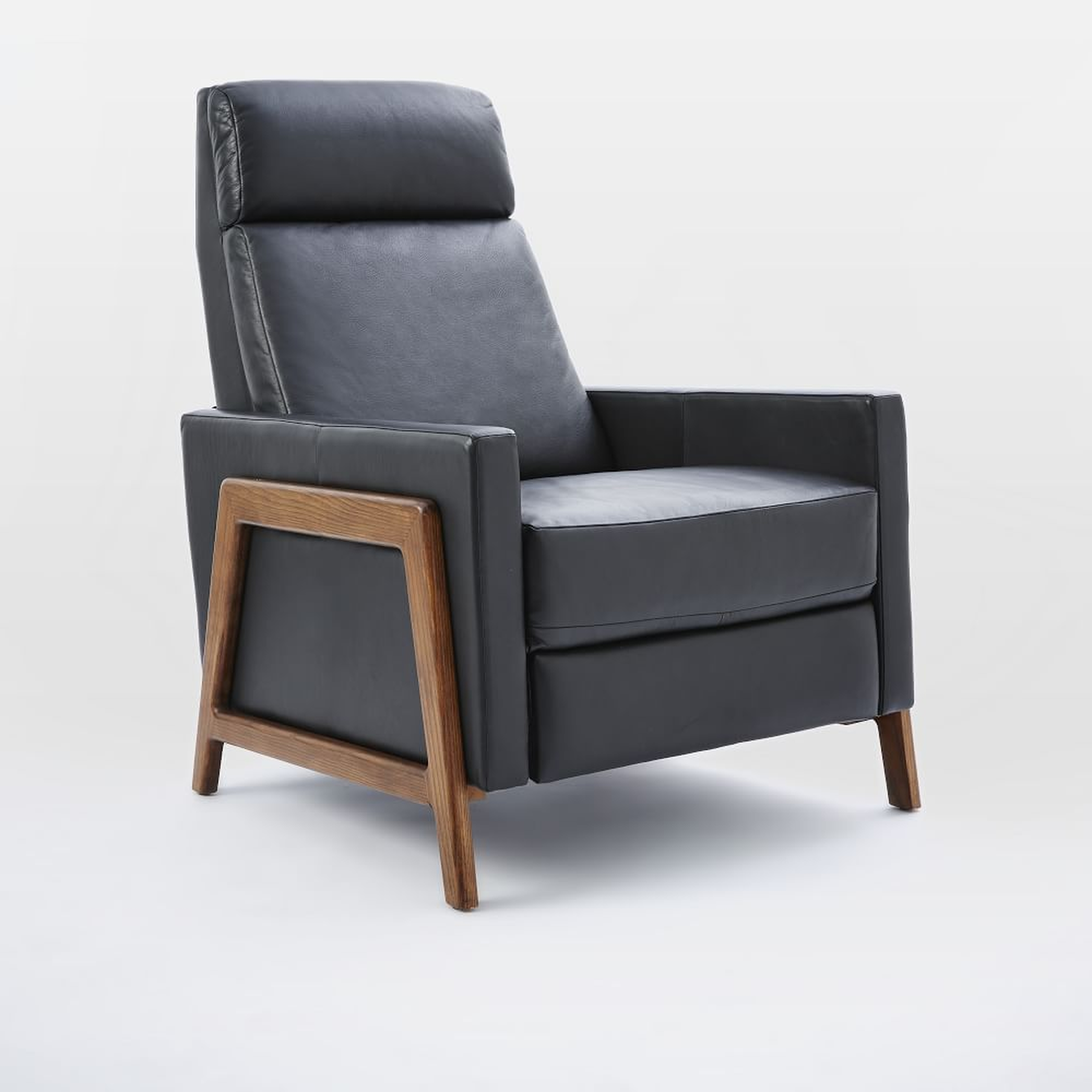 Spencer Recliner, Sauvage Leather, Nero, Pecan - West Elm