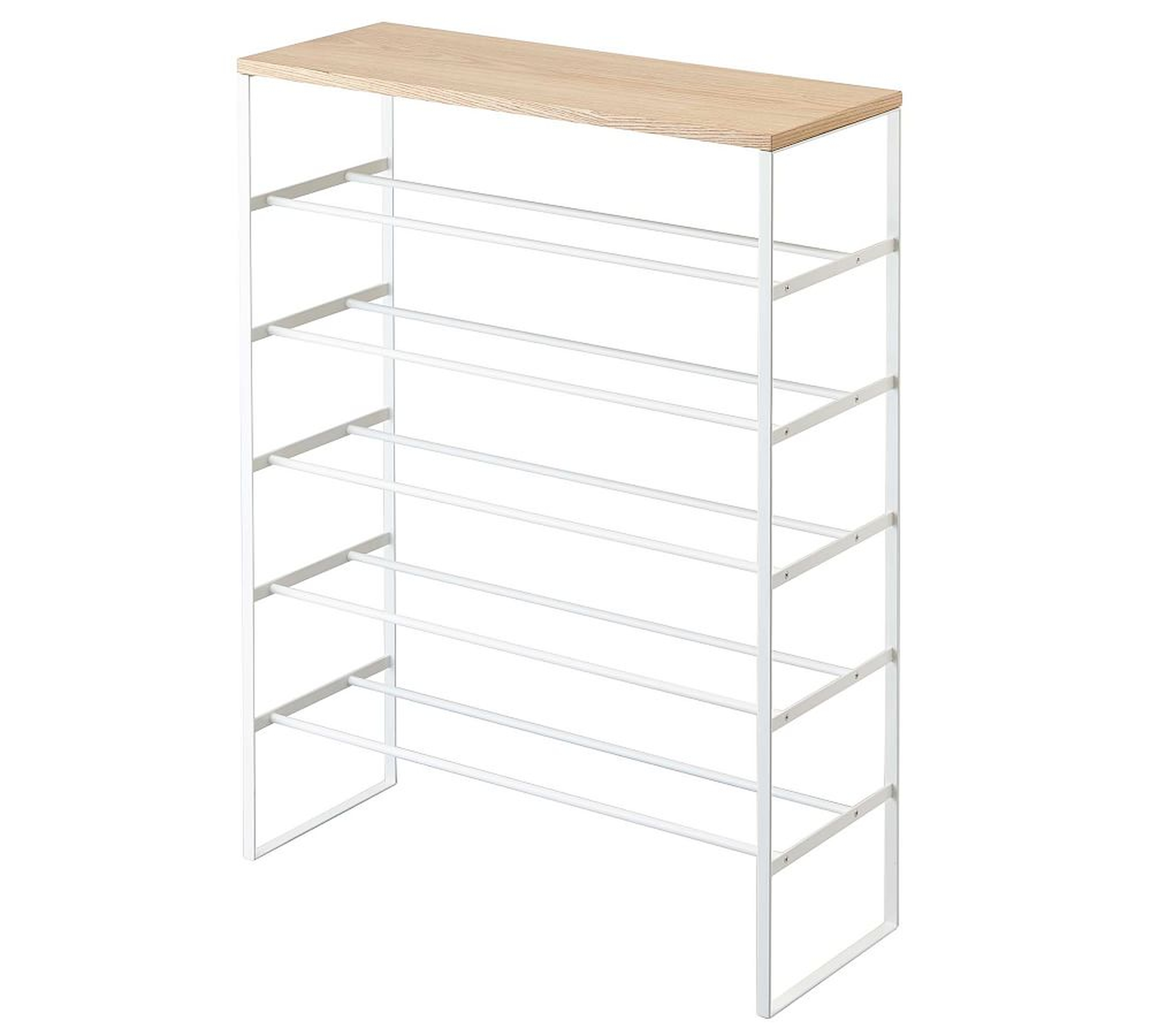 Tower 6-Tier Wood Top Shoe Rack, White - Pottery Barn