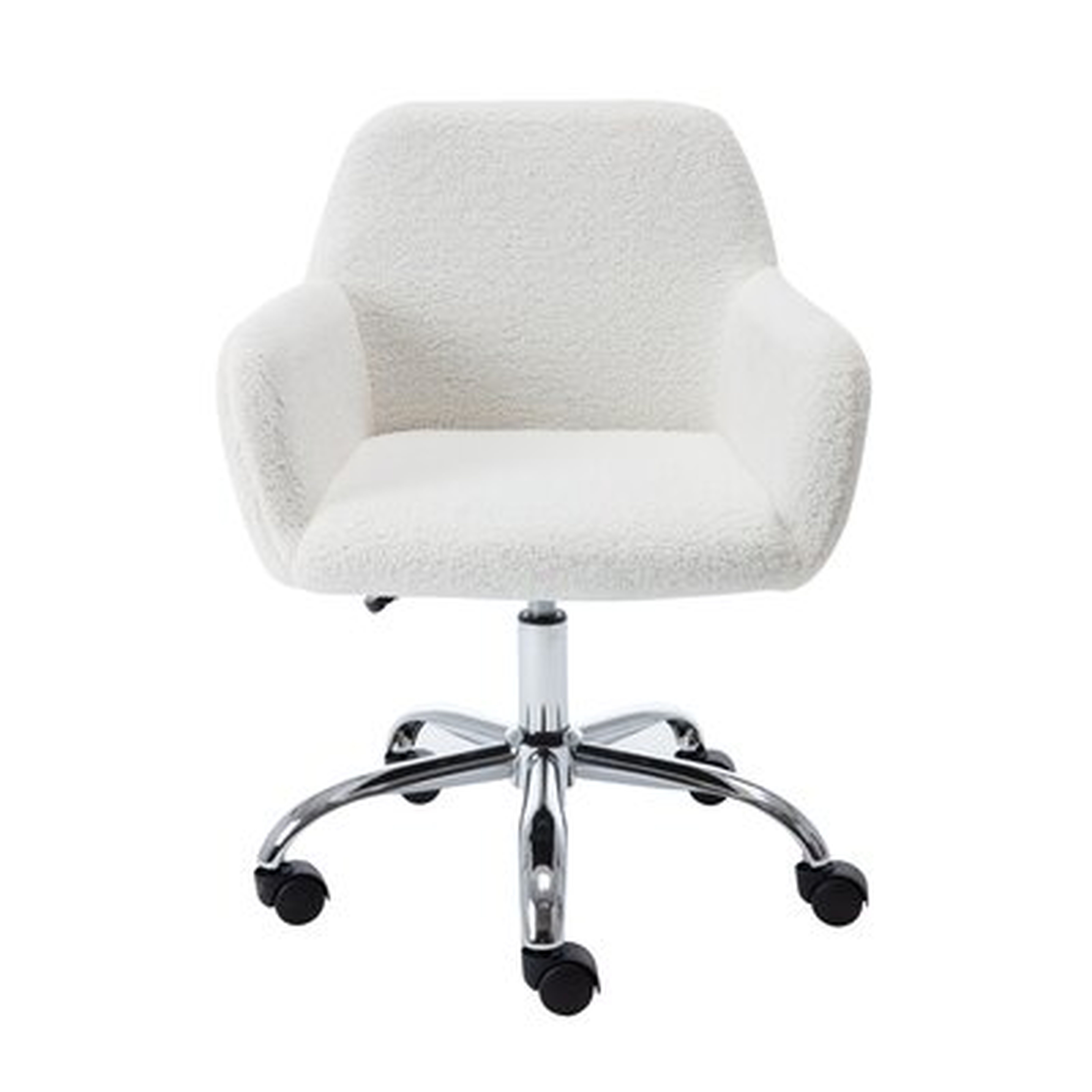 Rustic Sherpa Upholstered Office Chair In Ivory - Wayfair