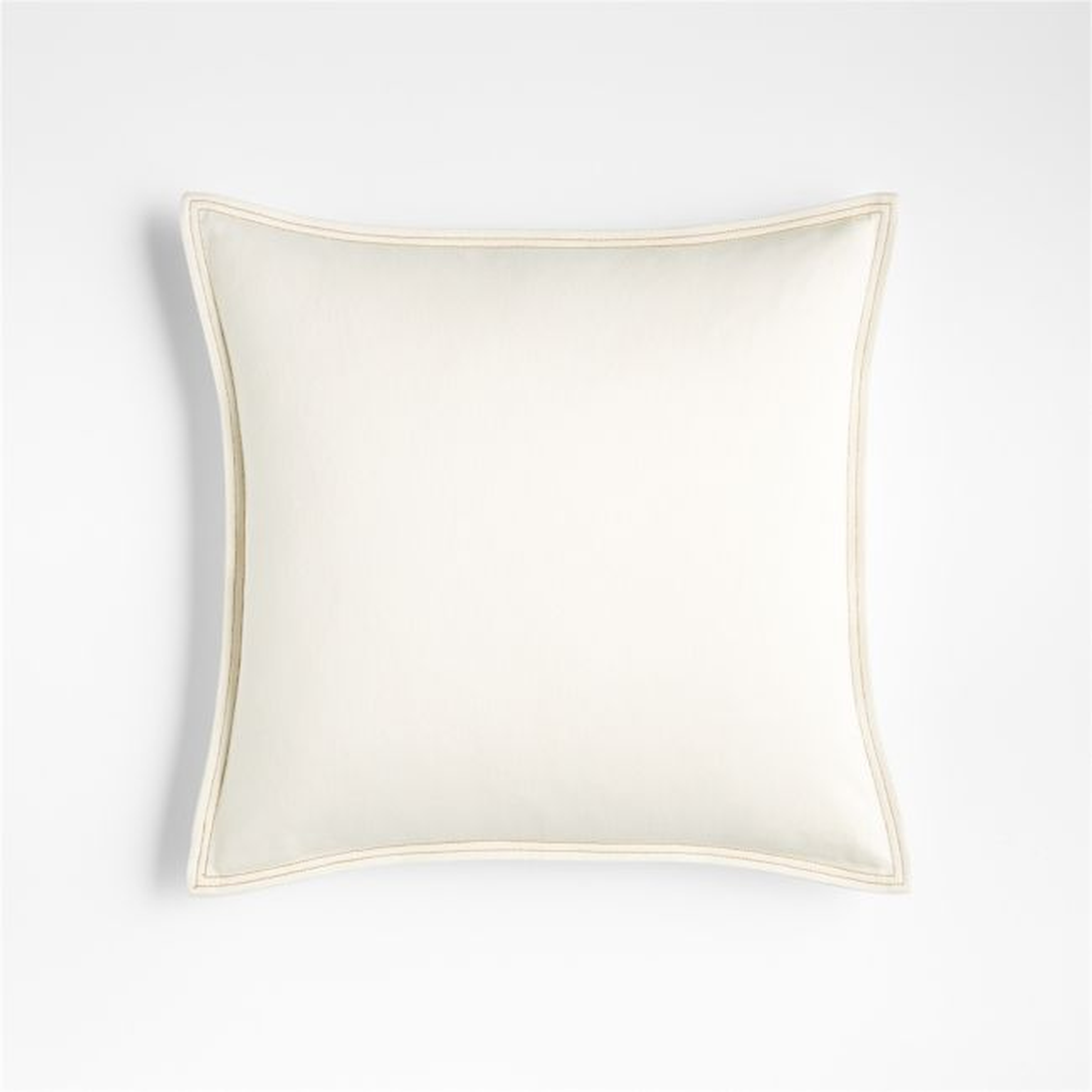 Blanca Denim Pillow Cover with Feather-Down Insert, White, 18" x 18" - Crate and Barrel