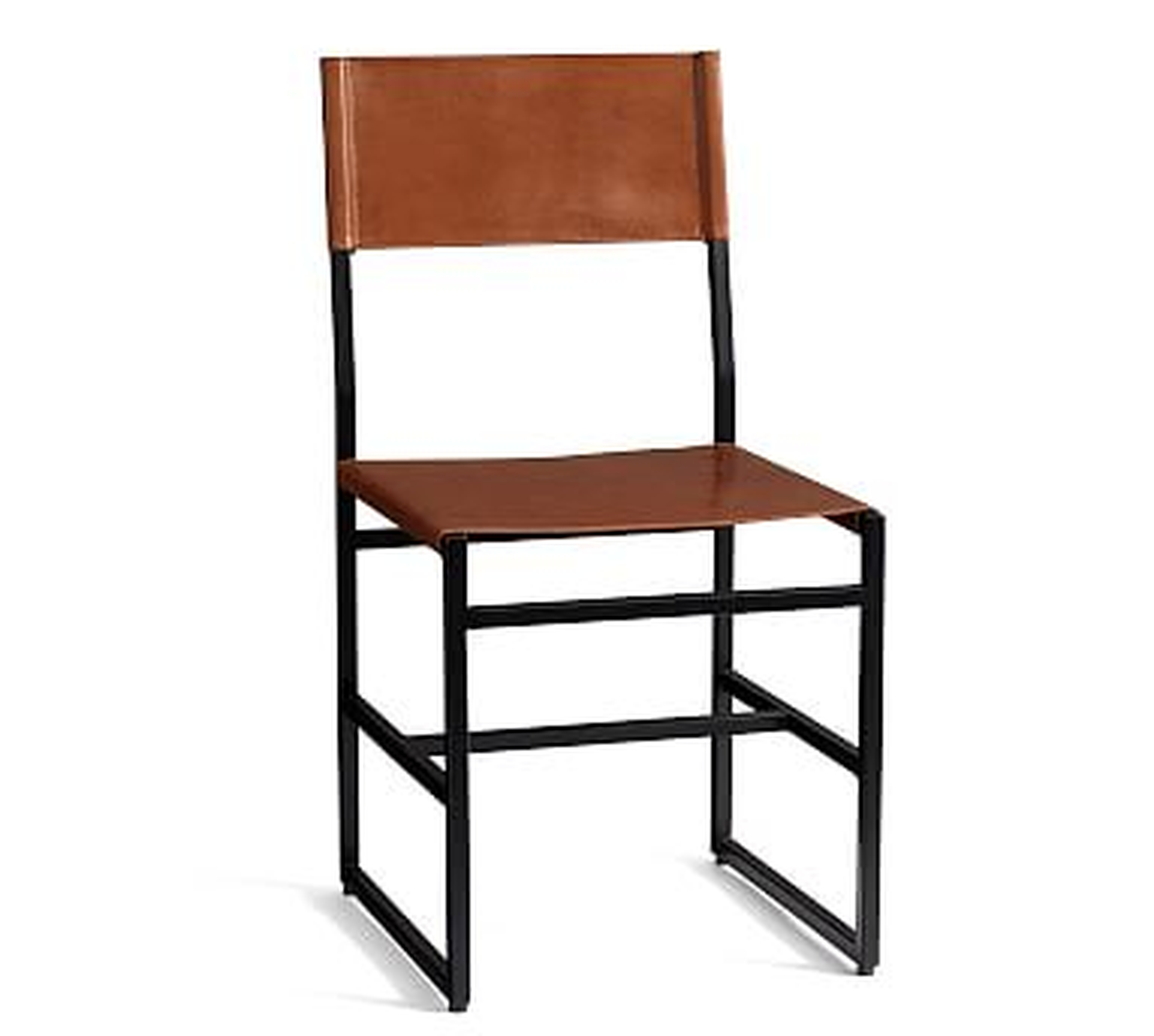 Hardy Leather Dining Chair, Bronze/Saddle Tan Leather - Pottery Barn
