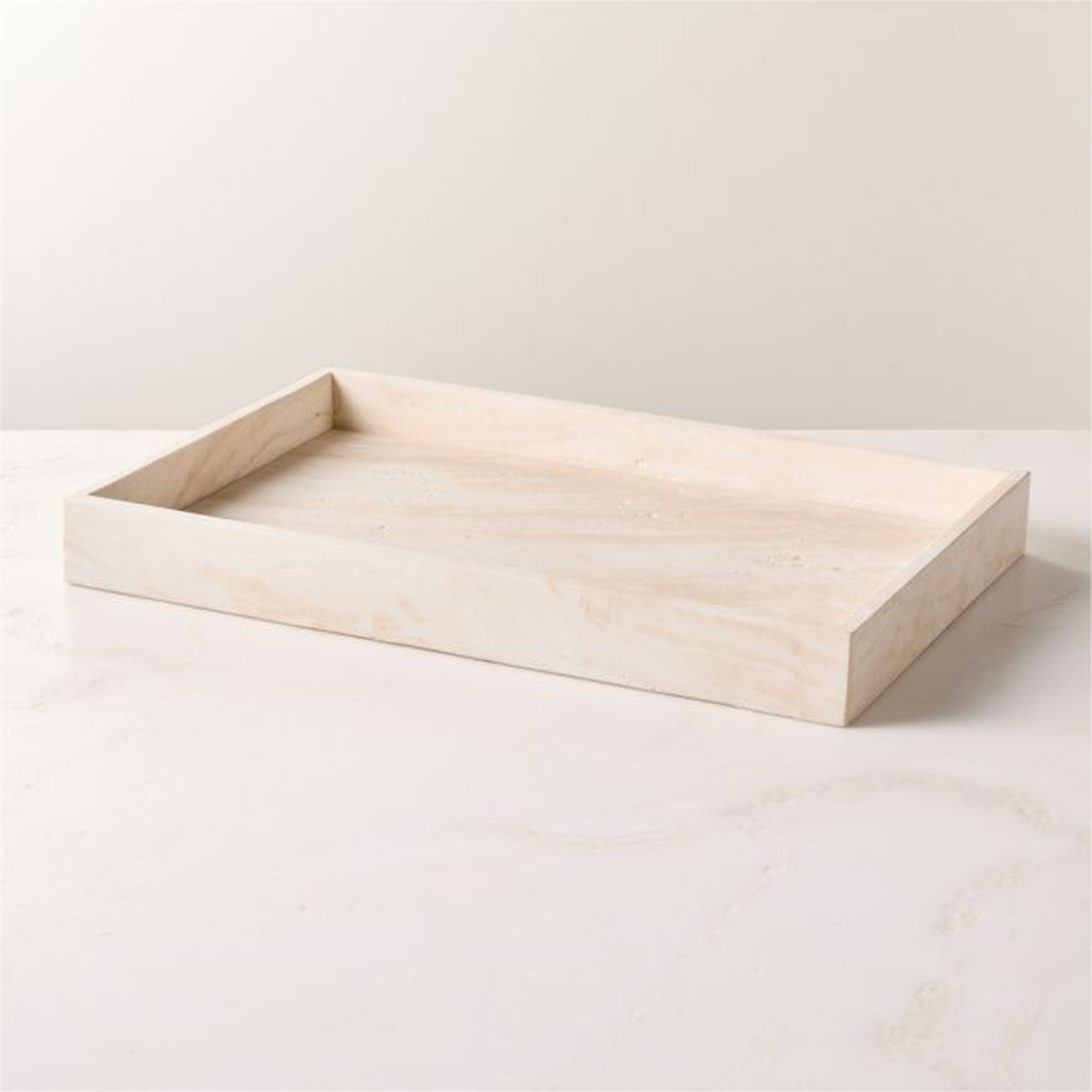Stack Rectangular White Travertine Serving Tray - CB2