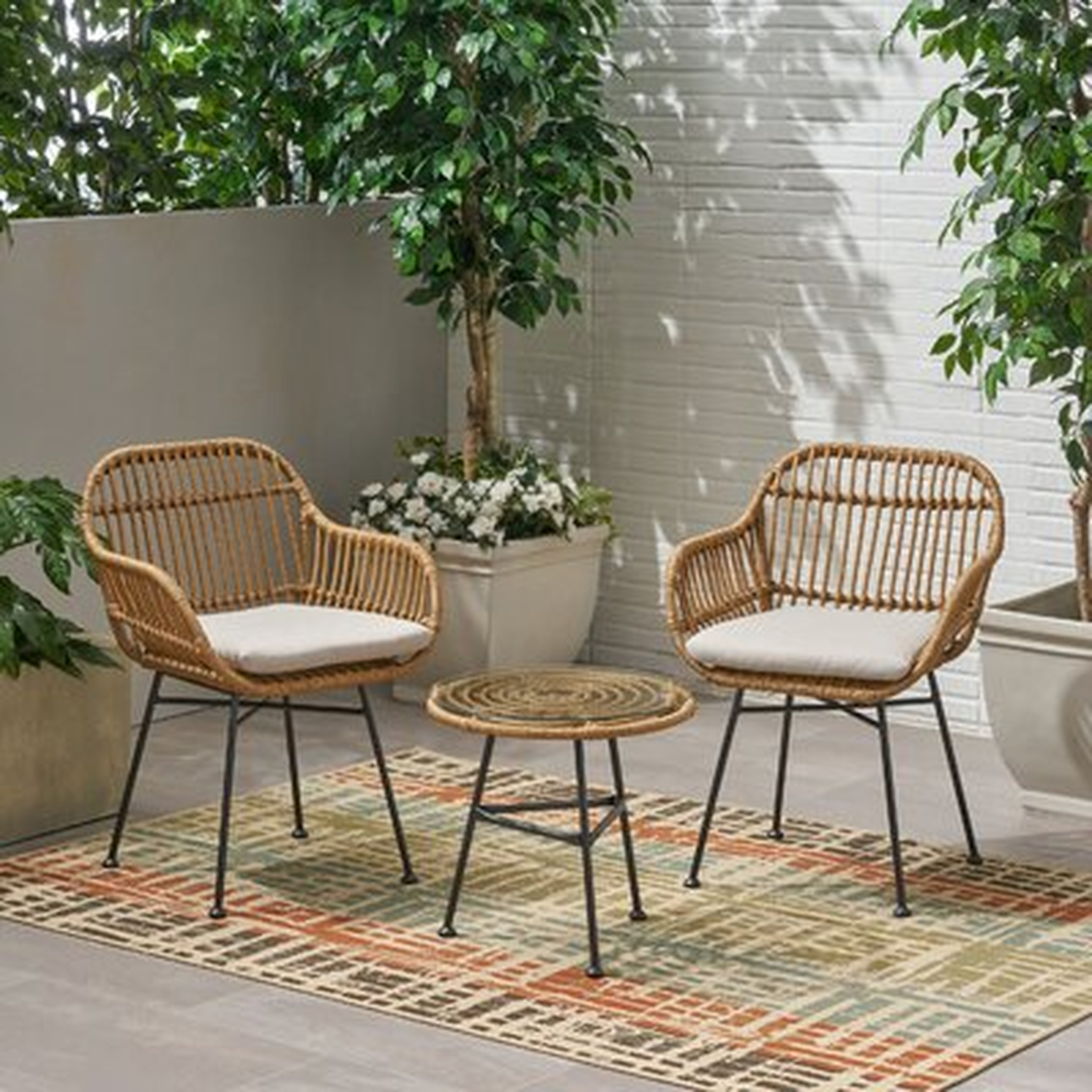 Bushnell 3 Piece Rattan Seating Group with Cushions - Wayfair