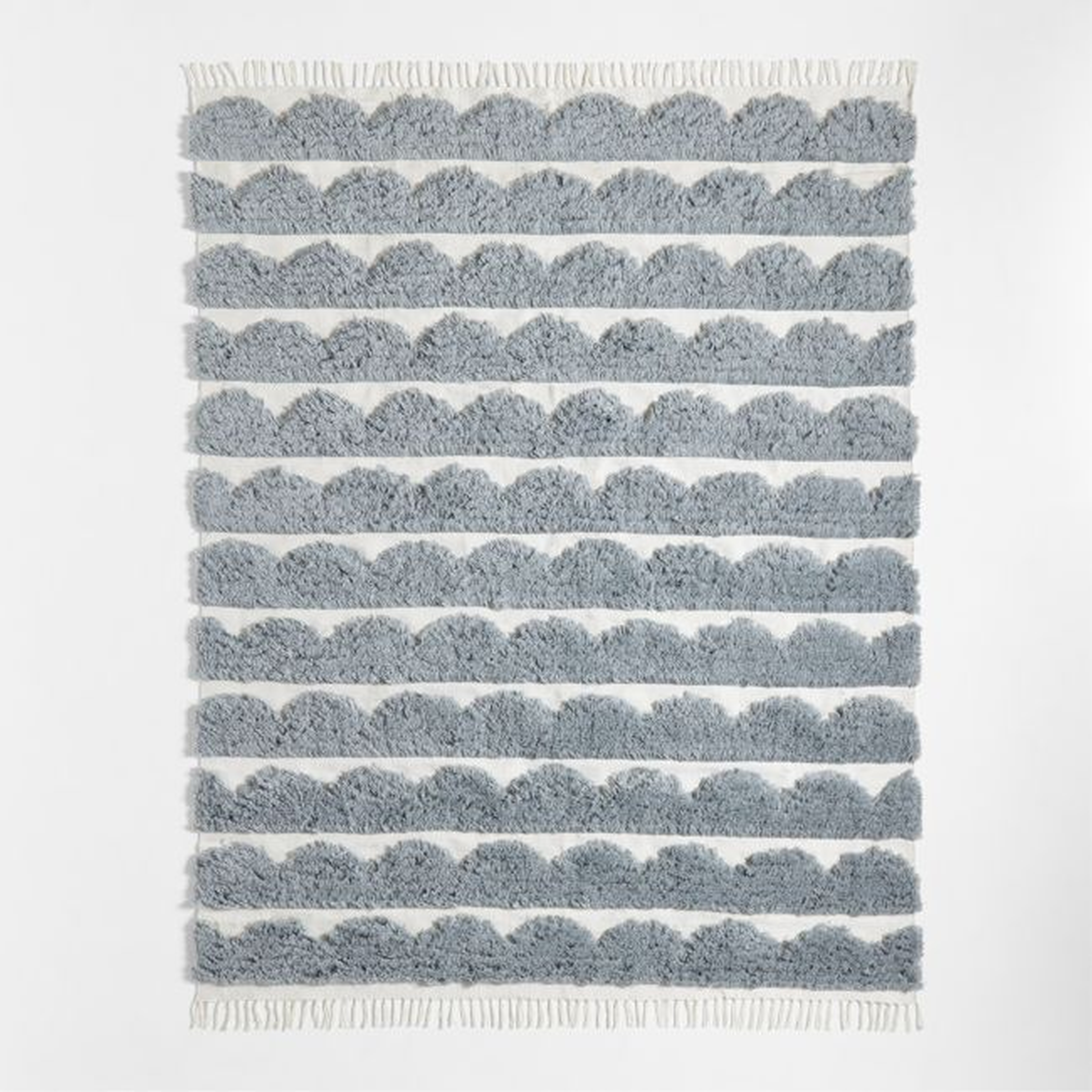 Hi/Low Scallop Mist Blue Flatweave Kids Performance Area Rug 8'x10' - Crate & Kids
