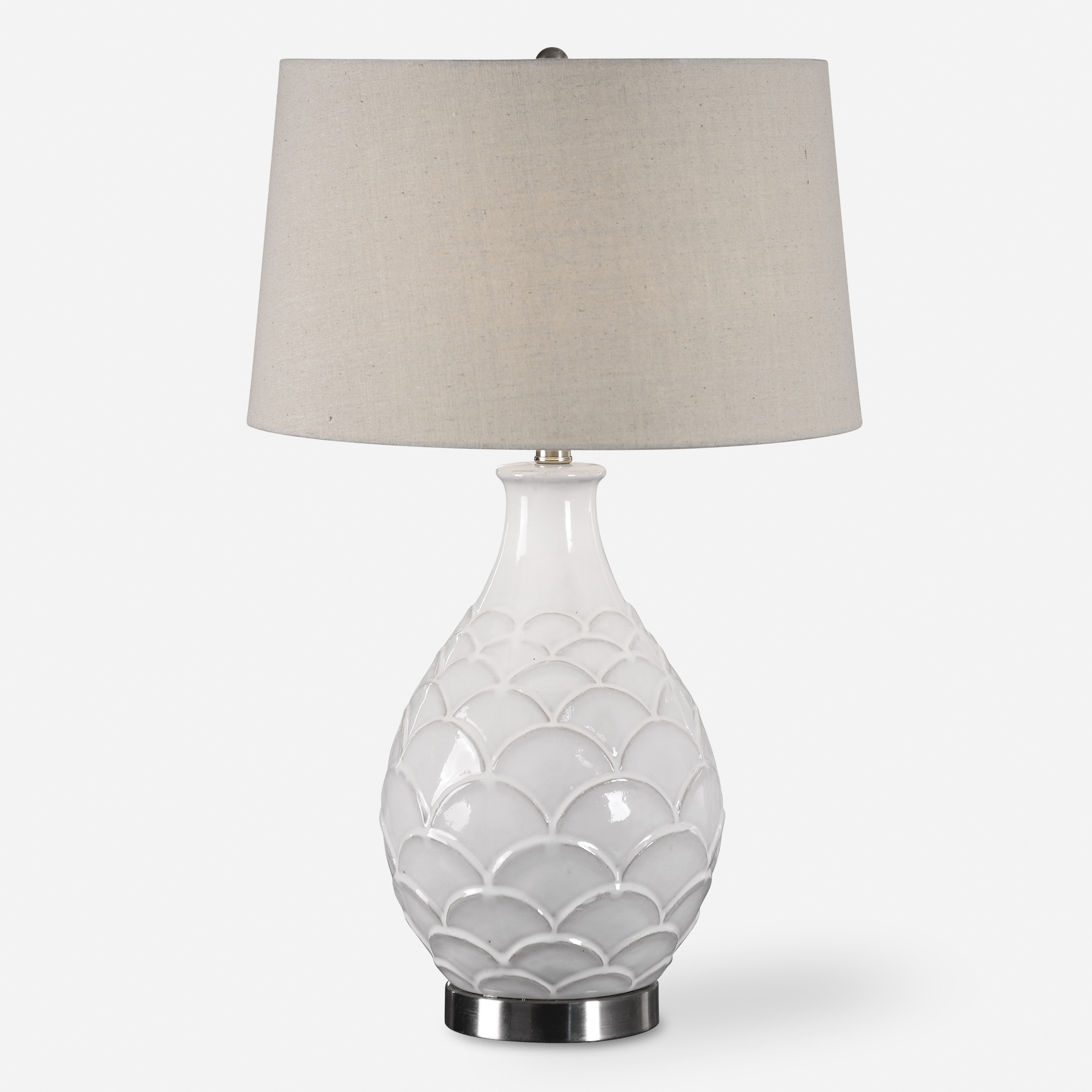 Camellia Glossed White Table Lamp - Uttermost